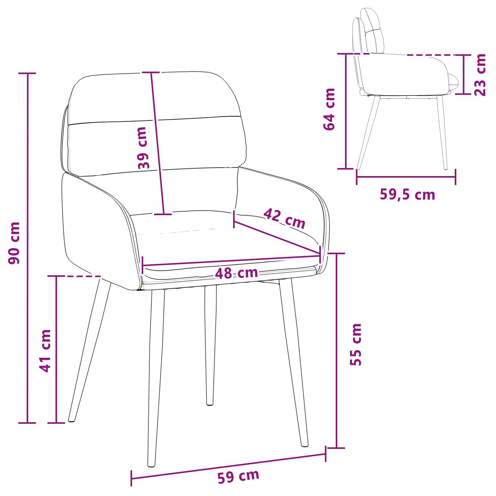 vidaXL Esszimmerstühle 4 pcs Samt (V) Hellgrau 59 x 59,5 x 90 cm
