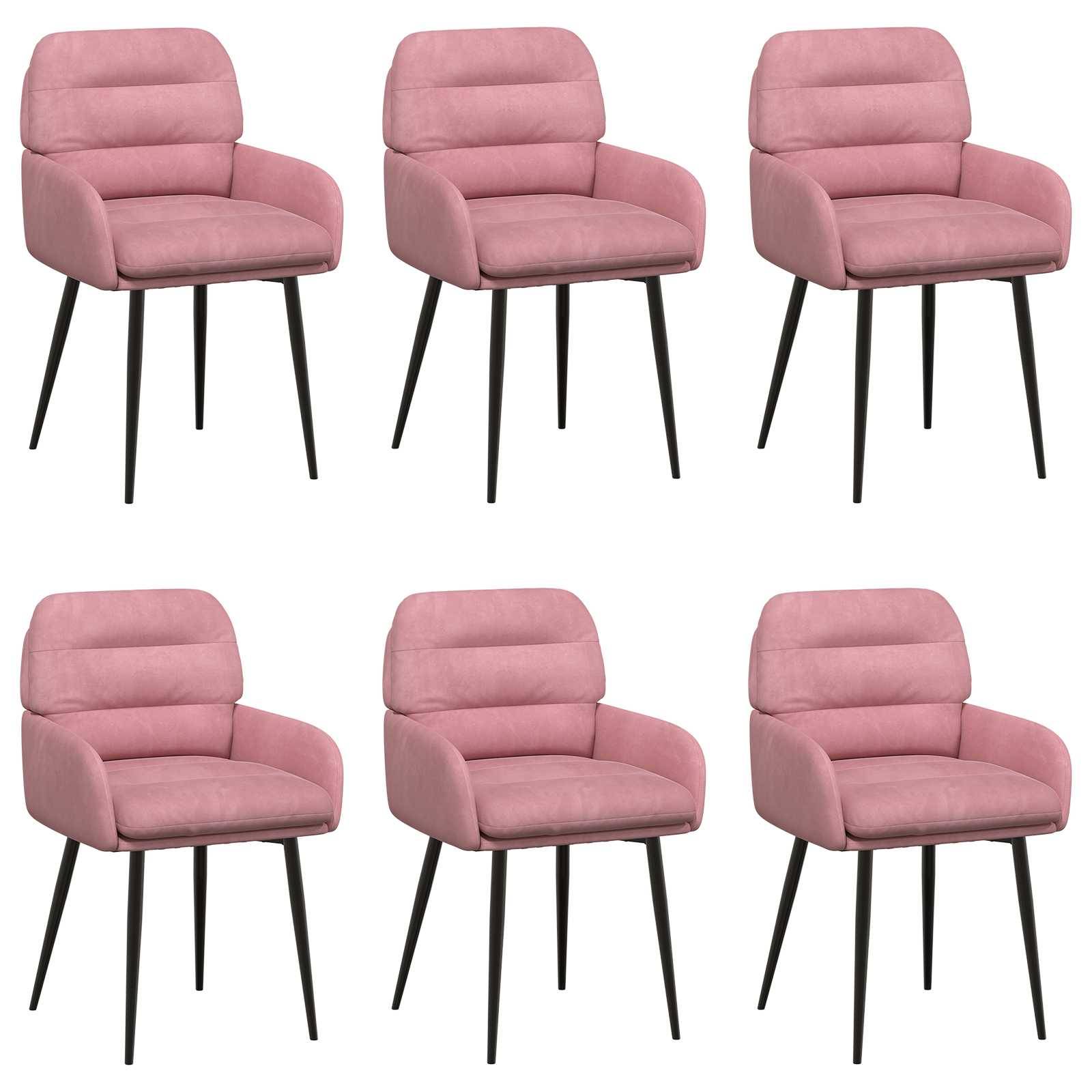 vidaXL Esszimmerstühle 6 pcs Samt (V) Rosa 59 x 59,5 x 90 cm