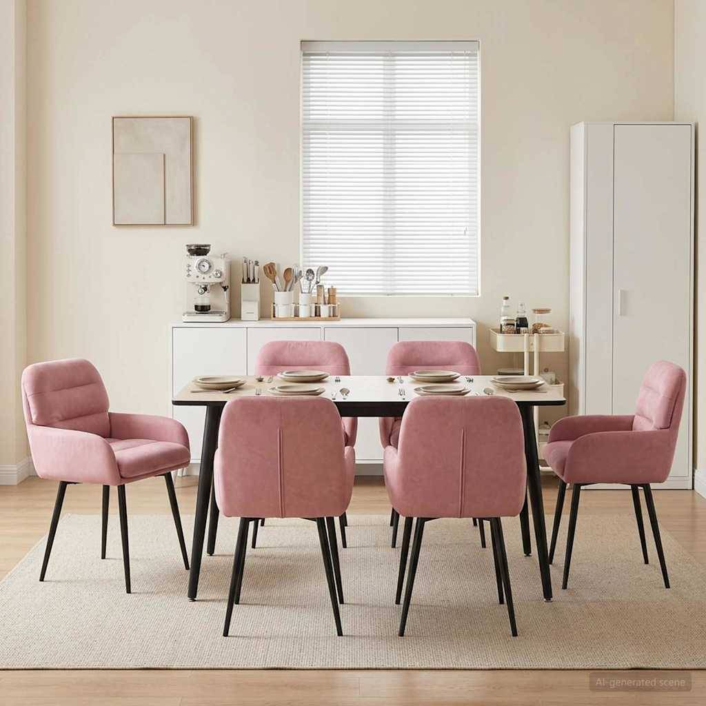 vidaXL Esszimmerstühle 6 pcs Samt (V) Rosa 59 x 59,5 x 90 cm