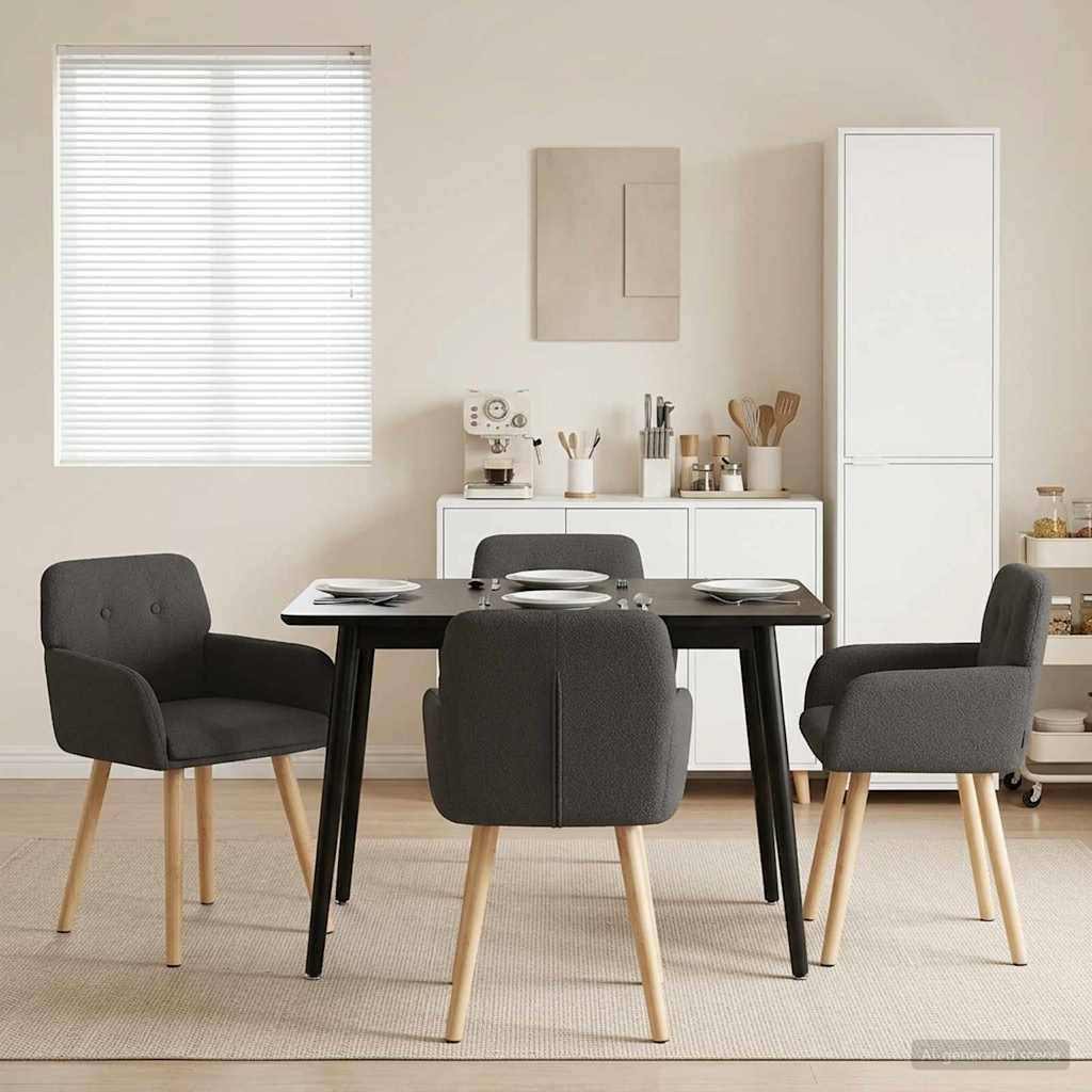vidaXL Esszimmerstühle 4 pcs Bouclé Dunkelgrau 59 x 57 x 85 cm