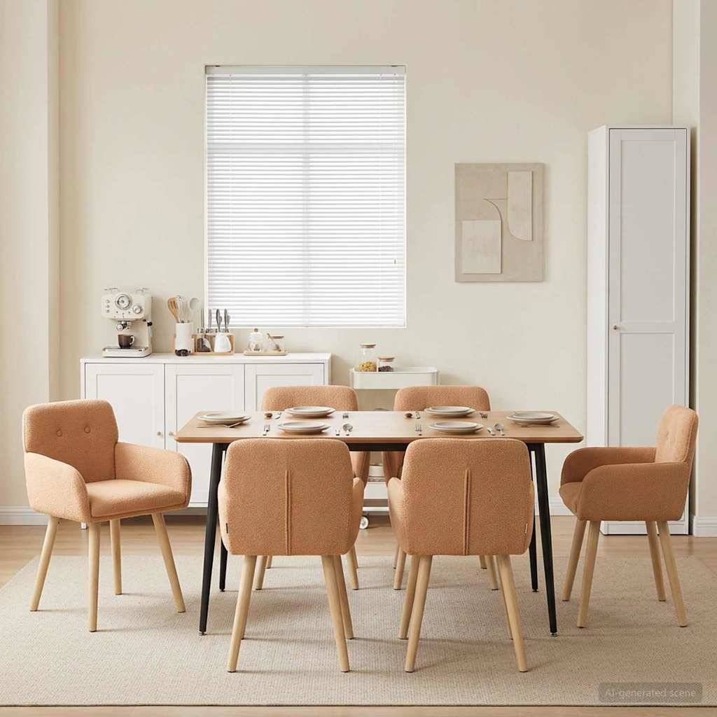 vidaXL Esszimmerstühle 6 pcs Bouclé Beige 59 x 57 x 85 cm