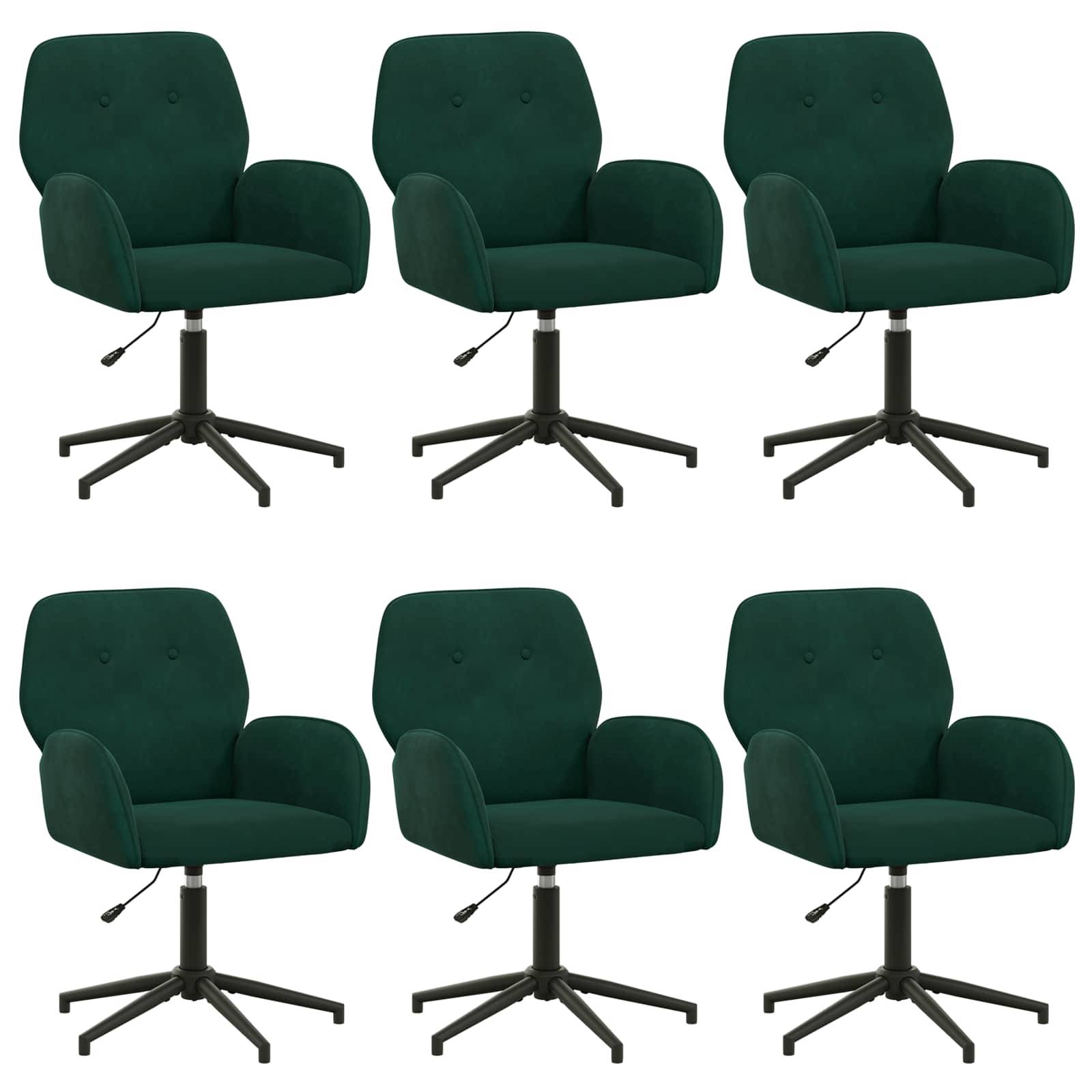 vidaXL Drehstühle 6 Stk. 54 x 55 x 90 cm Dunkelgrün Samt (V)