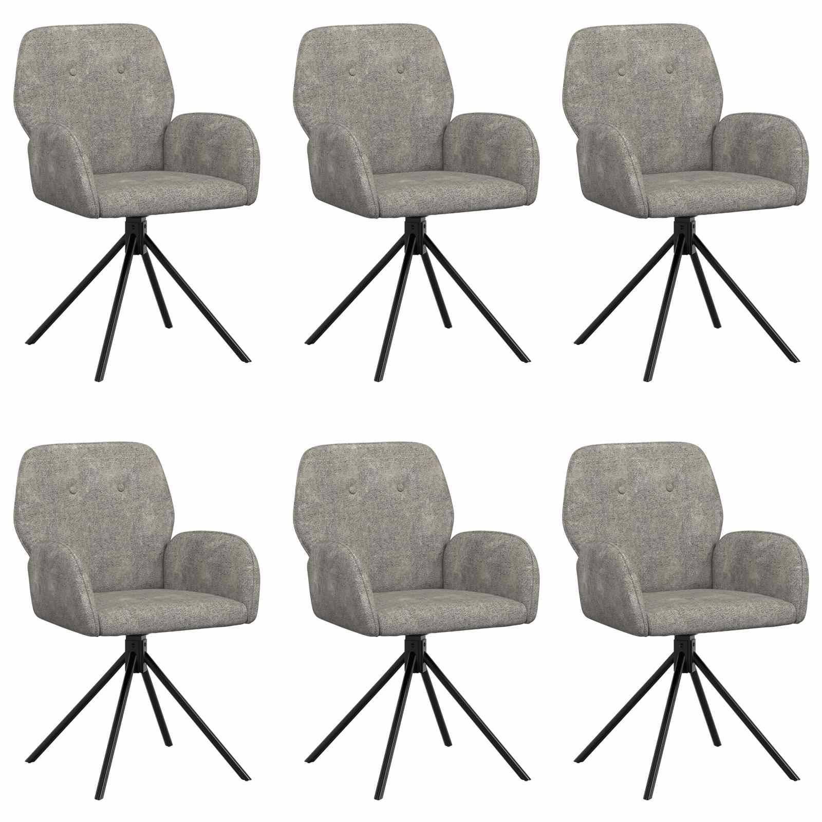 vidaXL Drehstuhl Esszimmer 6 pcs Kunstwildleder Hellgrau