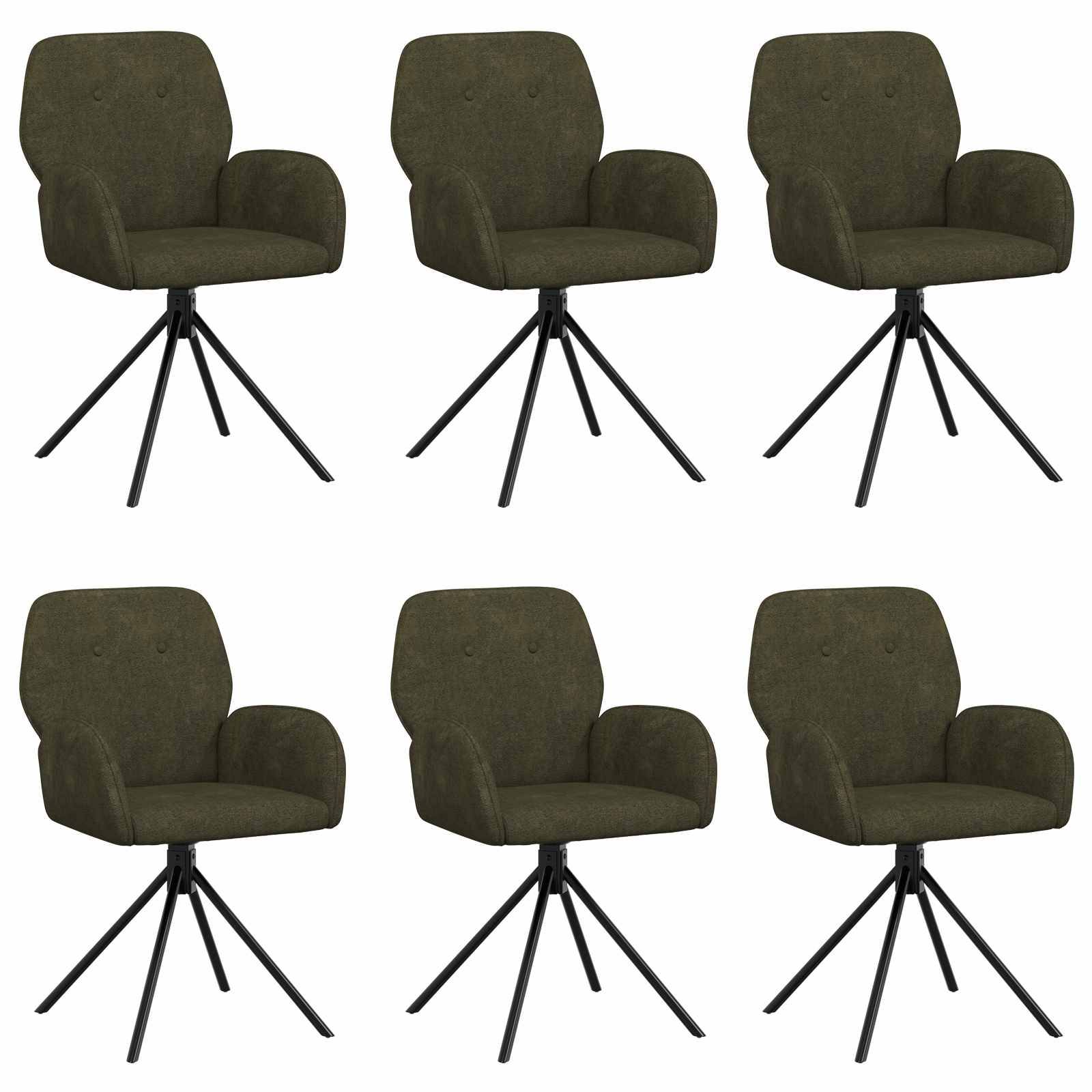 vidaXL Drehstuhl Esszimmer 6 pcs Kunstwildleder Olivegrün