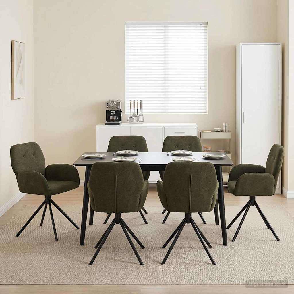 vidaXL Drehstuhl Esszimmer 6 pcs Kunstwildleder Olivegrün
