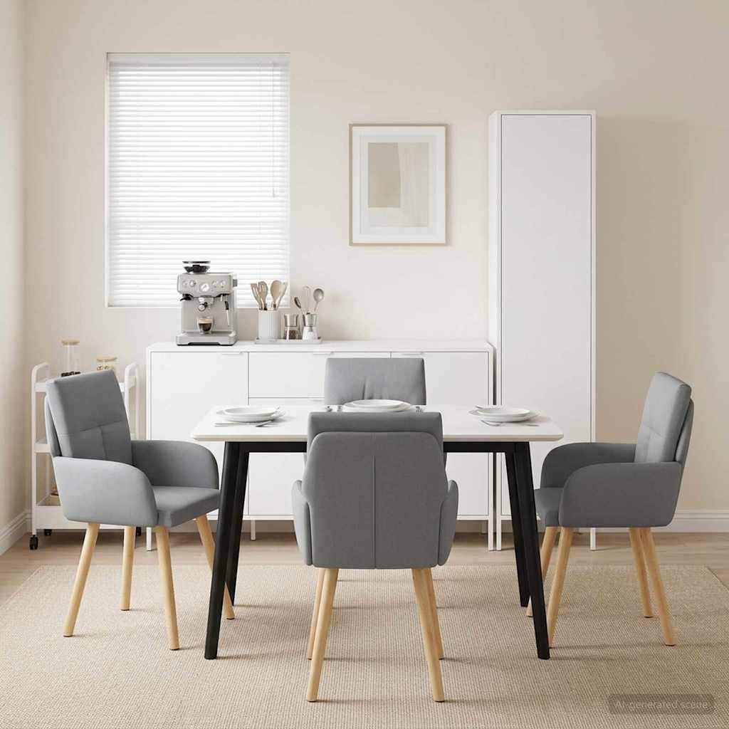 vidaXL Esszimmerstühle 4 pcs Stoff Hellgrau 60 x 56 x 96 cm