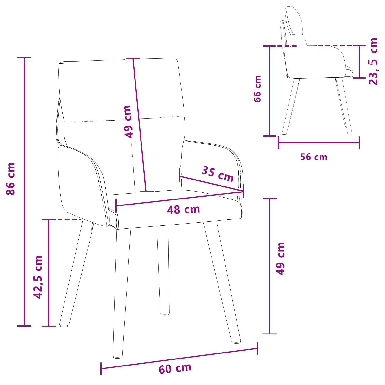 vidaXL Esszimmerstühle 2 pcs Stoff Weinrot 60 x 56 x 96 cm