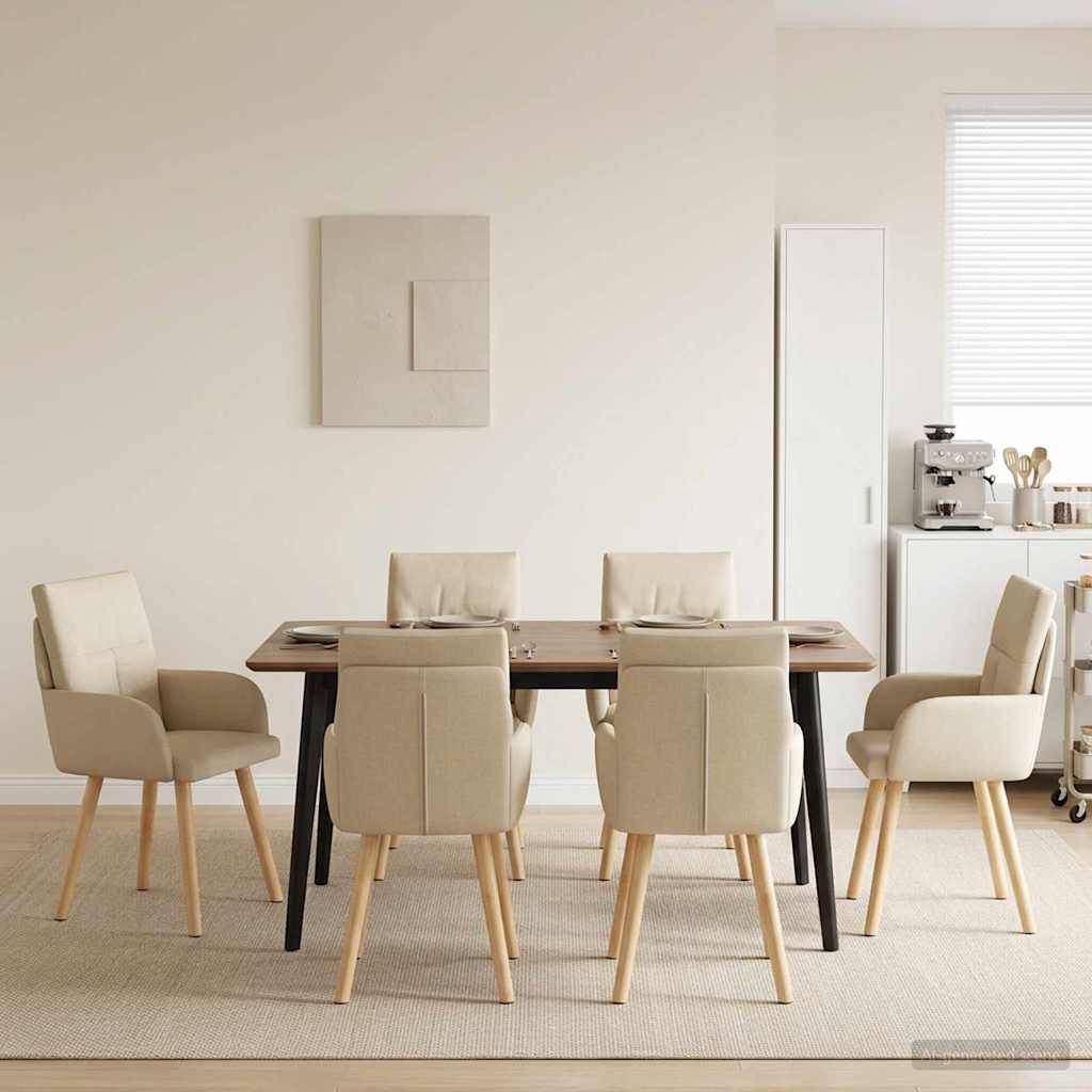 vidaXL Esszimmerstühle 4 pcs Stoff Creme 60 x 56 x 96 cm