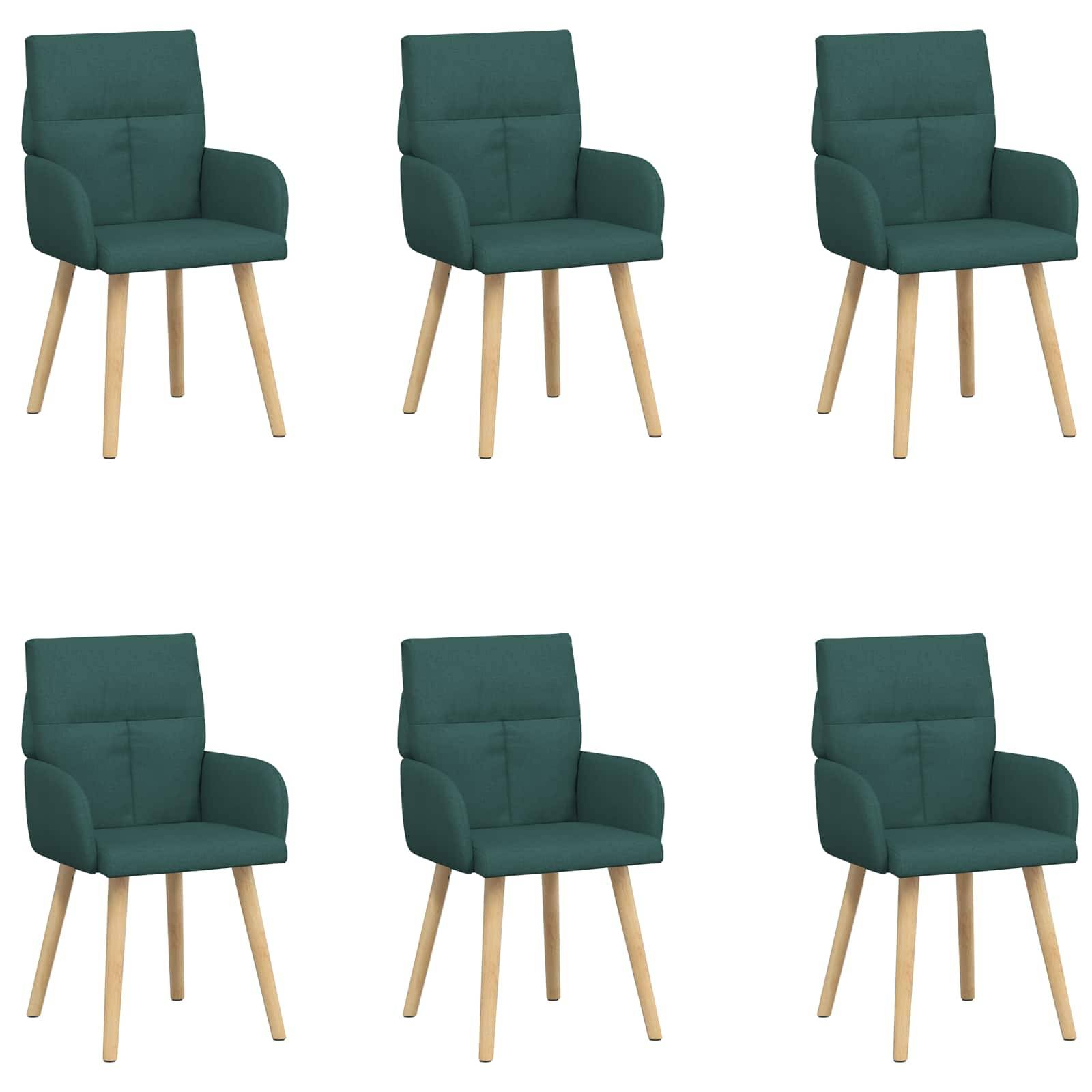 vidaXL Esszimmerstühle 6 pcs Stoff Dunkelgrün 60 x 56 x 96 cm