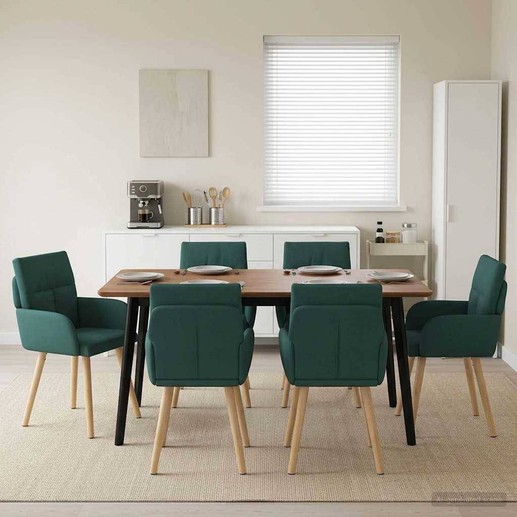 vidaXL Esszimmerstühle 6 pcs Stoff Dunkelgrün 60 x 56 x 96 cm