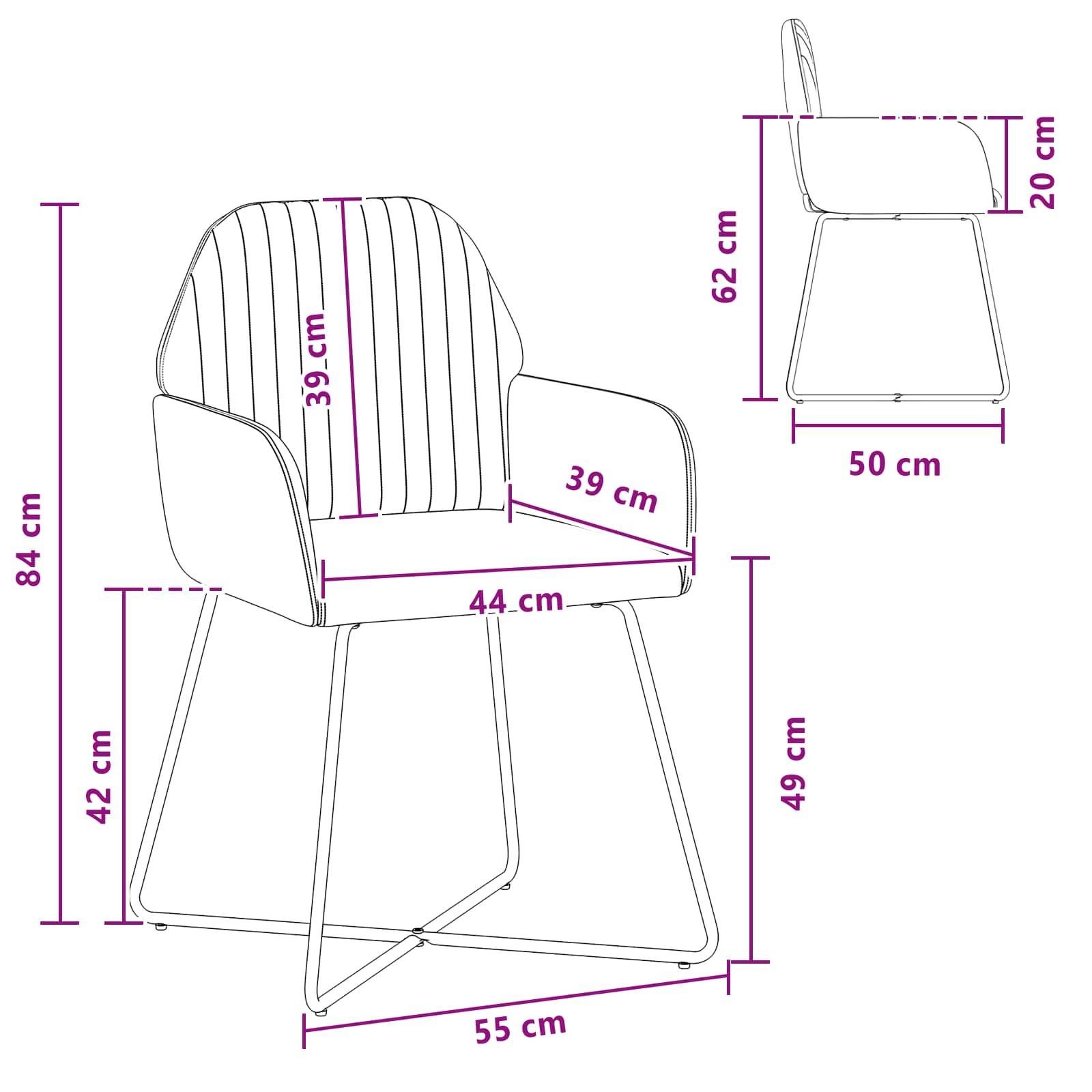 vidaXL Esszimmerstühle 2 pcs Samt (V) Meergrün 55 x 50 x 84 cm