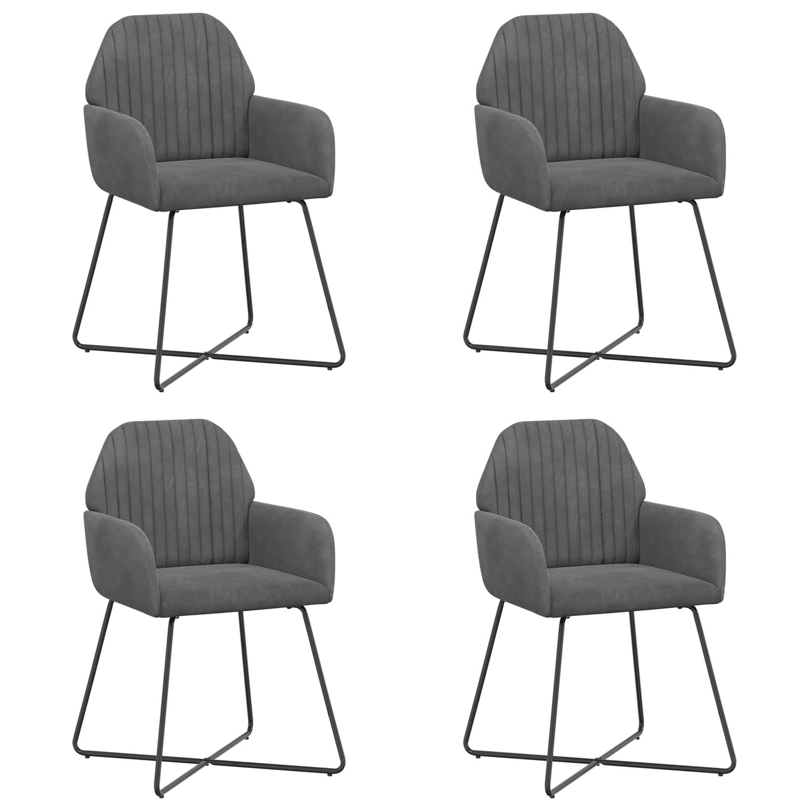 vidaXL Esszimmerstühle 4 pcs Samt (V) Dunkelgrau 55 x 50 x 84 cm