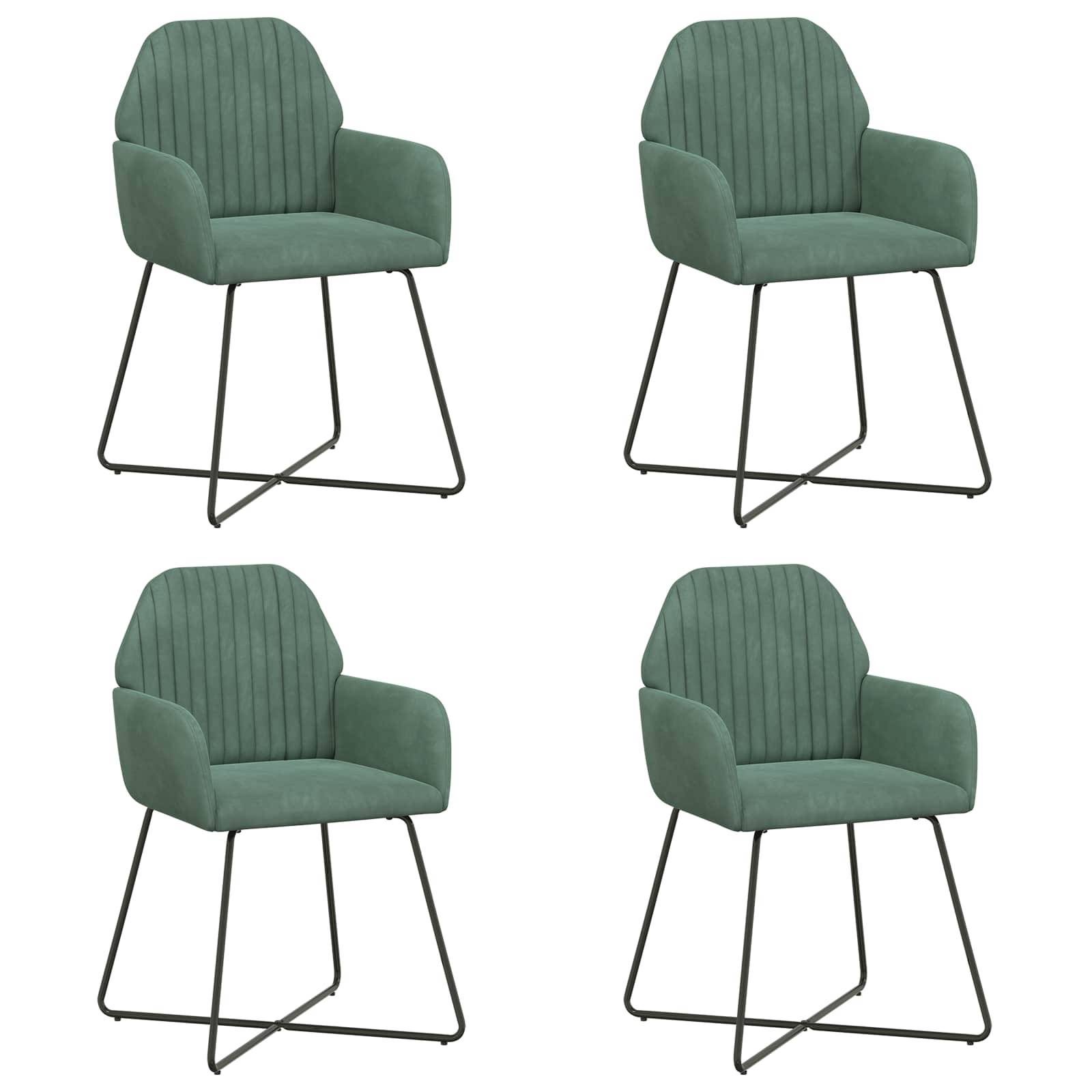 vidaXL Esszimmerstühle 4 pcs Samt (V) Meergrün 55 x 50 x 84 cm