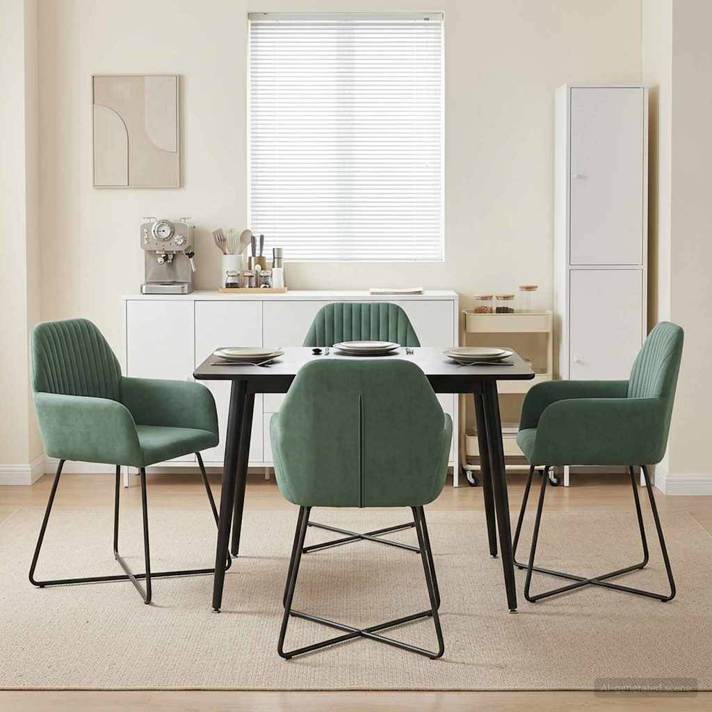vidaXL Esszimmerstühle 4 pcs Samt (V) Meergrün 55 x 50 x 84 cm