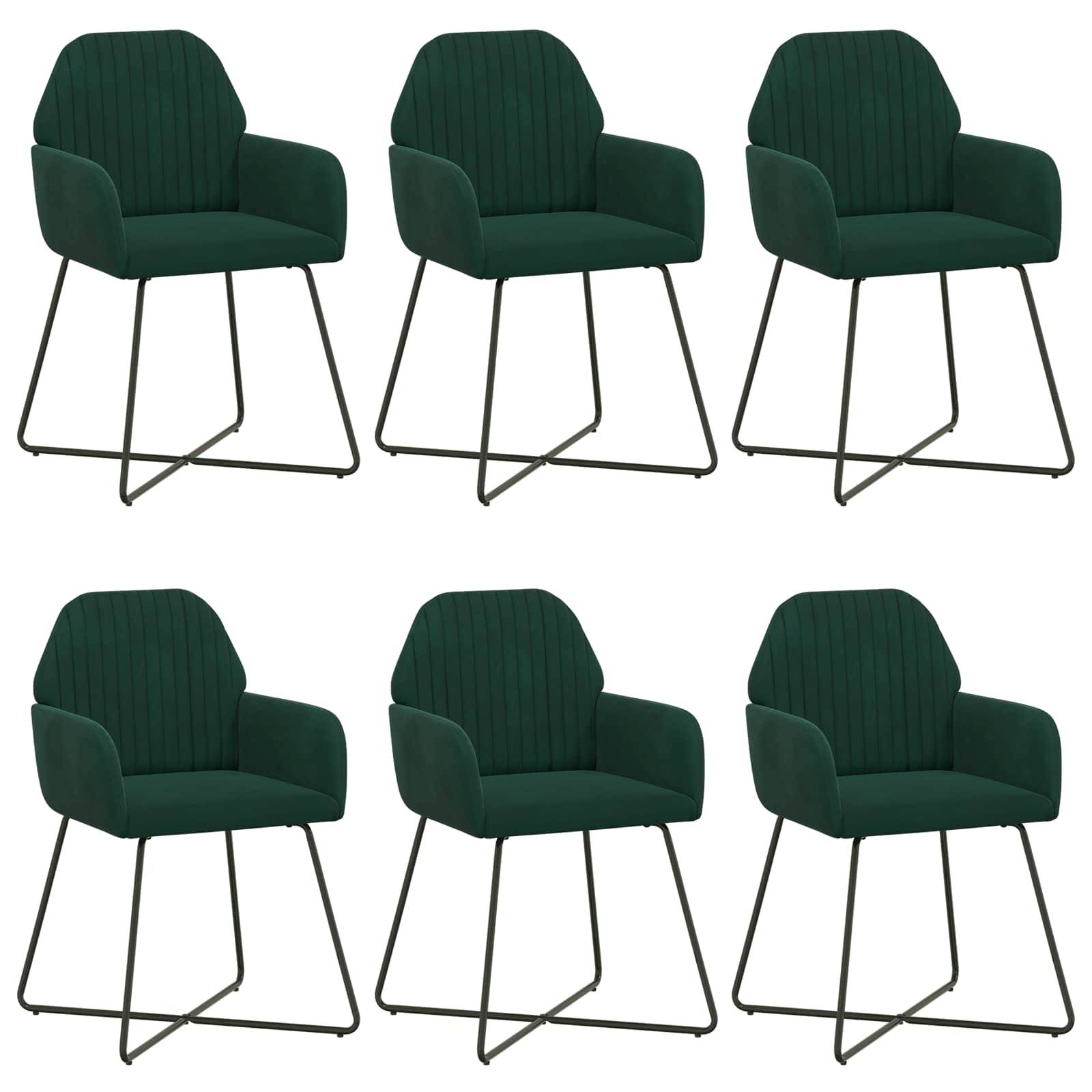vidaXL Esszimmerstühle 6 pcs Samt (V) Dunkelgrün 55 x 50 x 84 cm