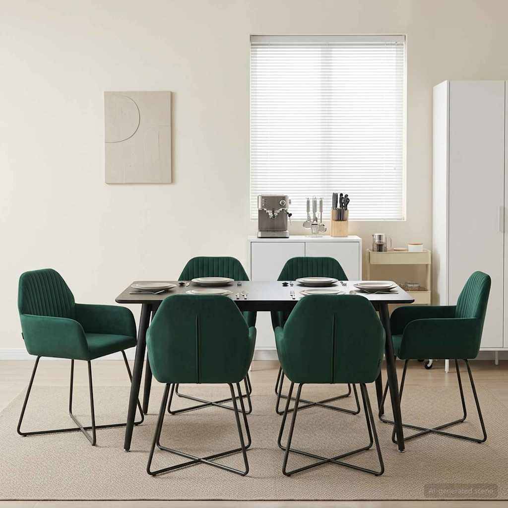 vidaXL Esszimmerstühle 6 pcs Samt (V) Dunkelgrün 55 x 50 x 84 cm