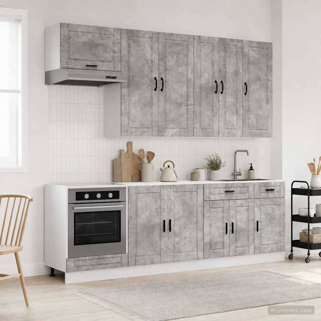 vidaXL Kücheneinheit PORTO 8 pcs Betongrau Holzwerkstoff