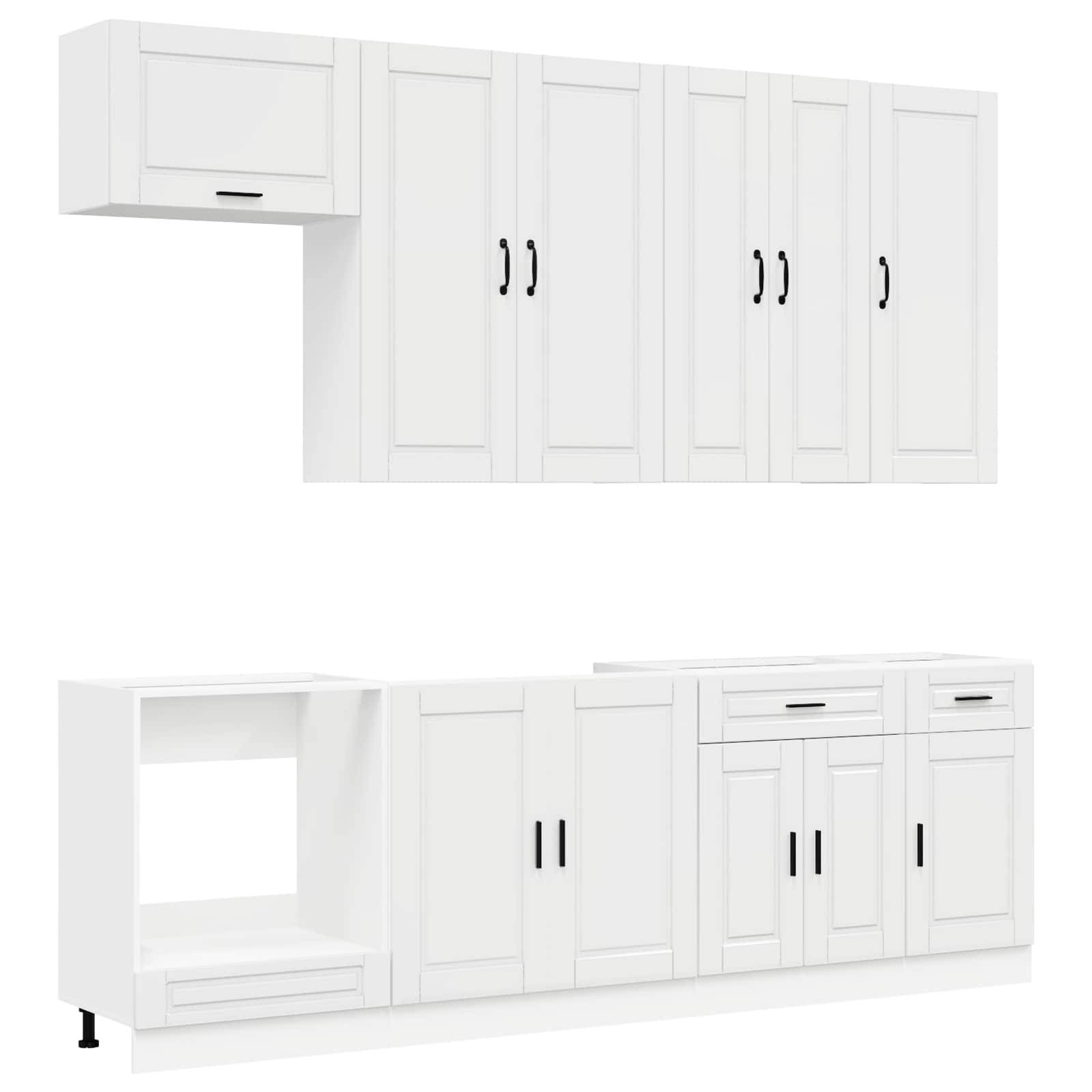vidaXL Kücheneinheit PORTO 8 pcs Hochglanz Weiß Holzwerkstoff