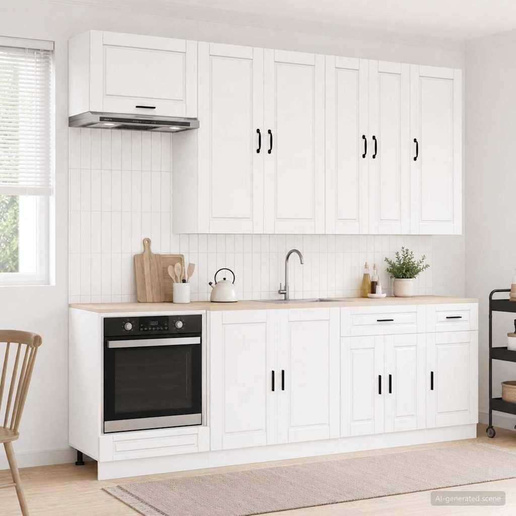 vidaXL Kücheneinheit PORTO 8 pcs Hochglanz Weiß Holzwerkstoff