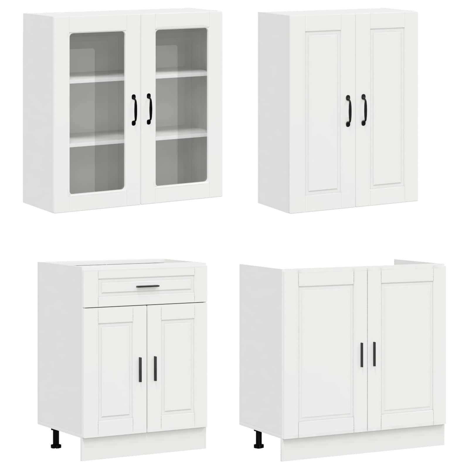 vidaXL Kücheneinheit PORTO 8 pcs Hochglanz Weiß Holzwerkstoff