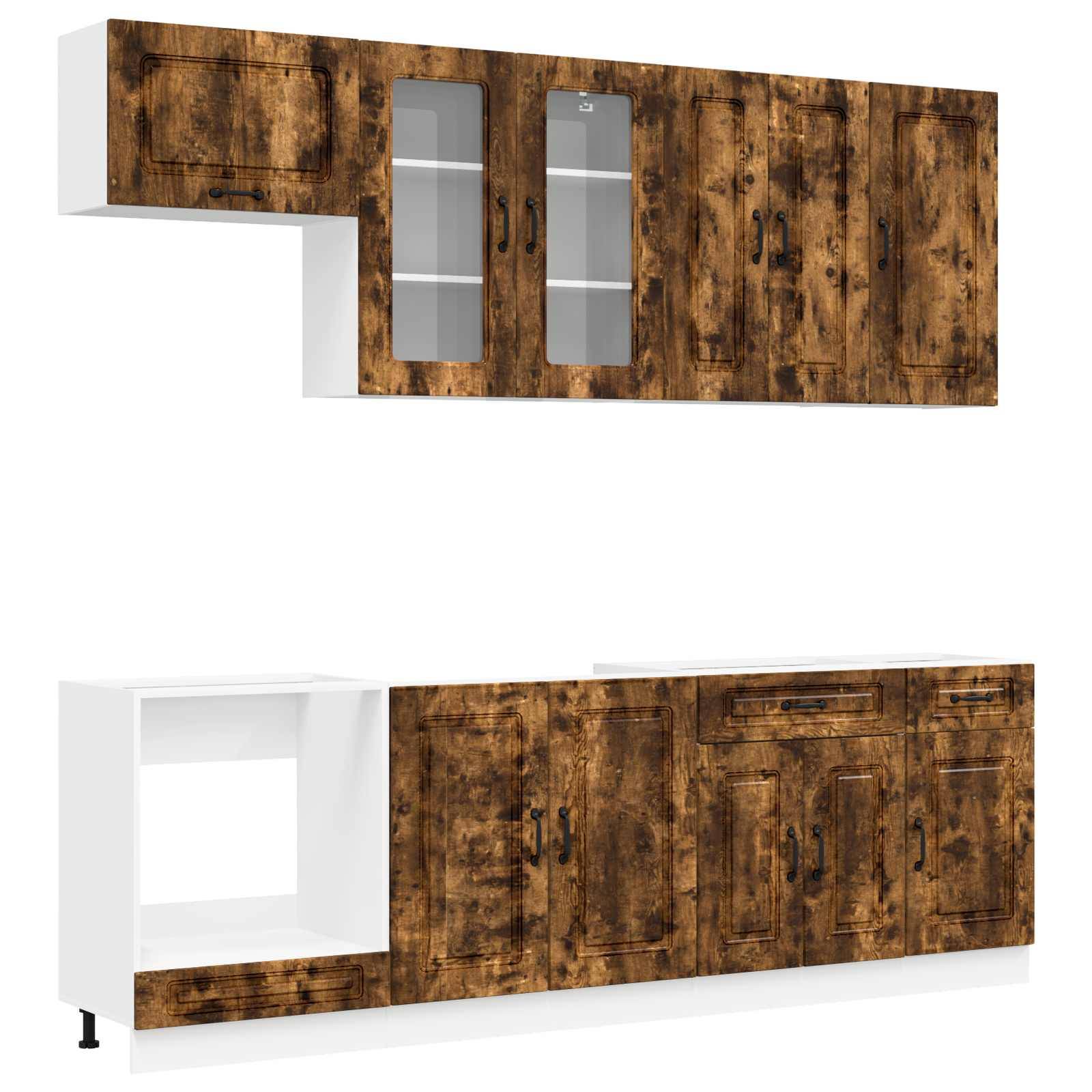 vidaXL Kücheneinheit KALMAR 8 pcs Geräucherte Eiche Holzwerkstoff
