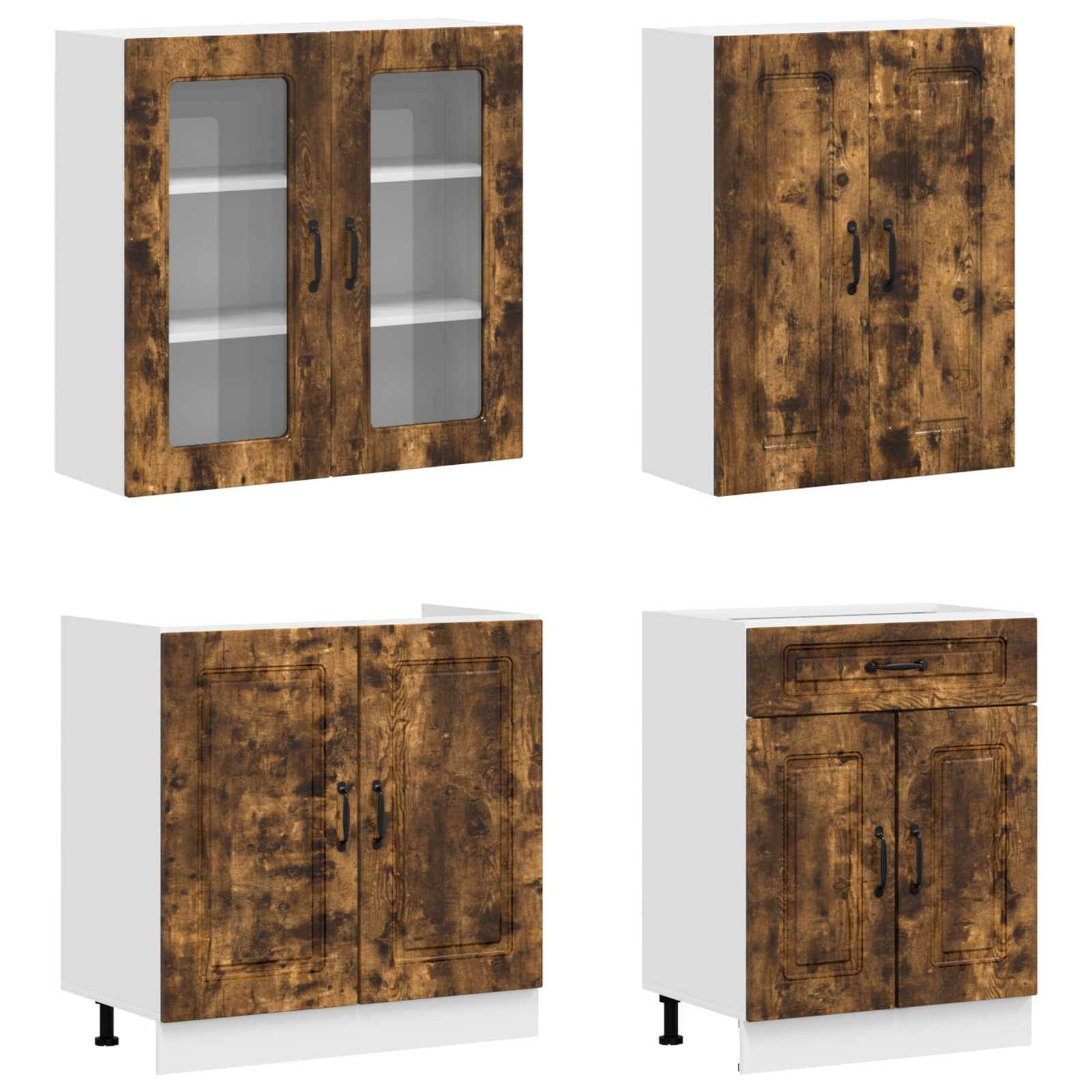 vidaXL Kücheneinheit KALMAR 8 pcs Geräucherte Eiche Holzwerkstoff