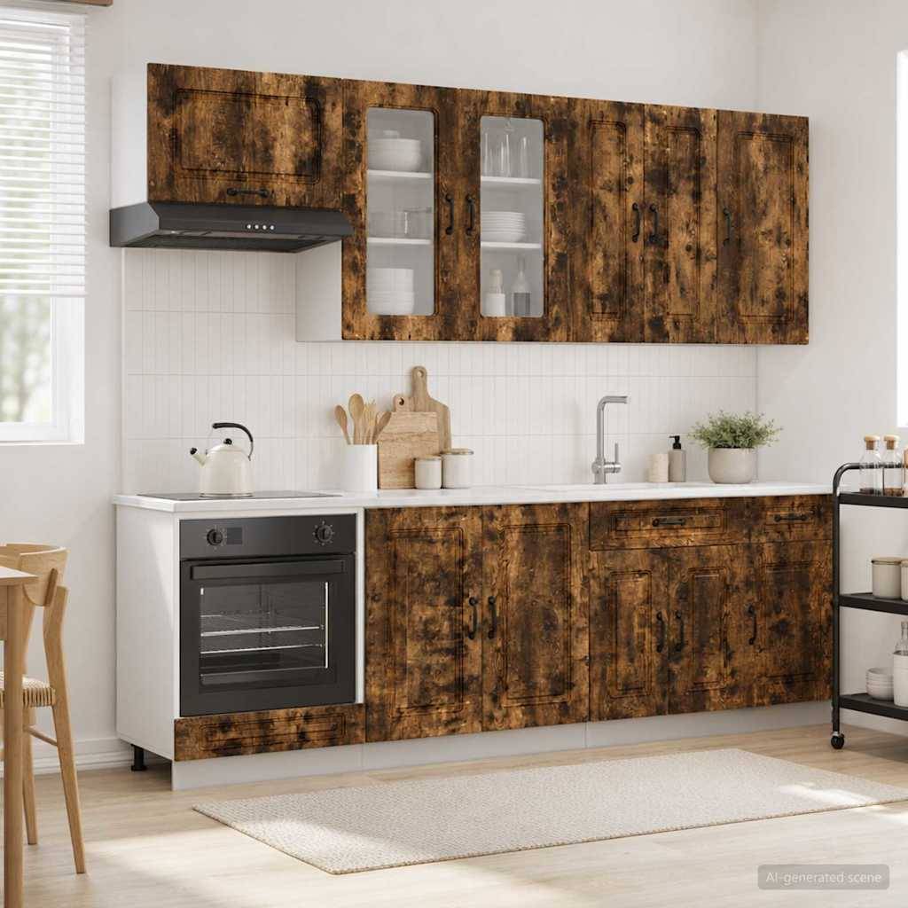 vidaXL Kücheneinheit KALMAR 8 pcs Geräucherte Eiche Holzwerkstoff