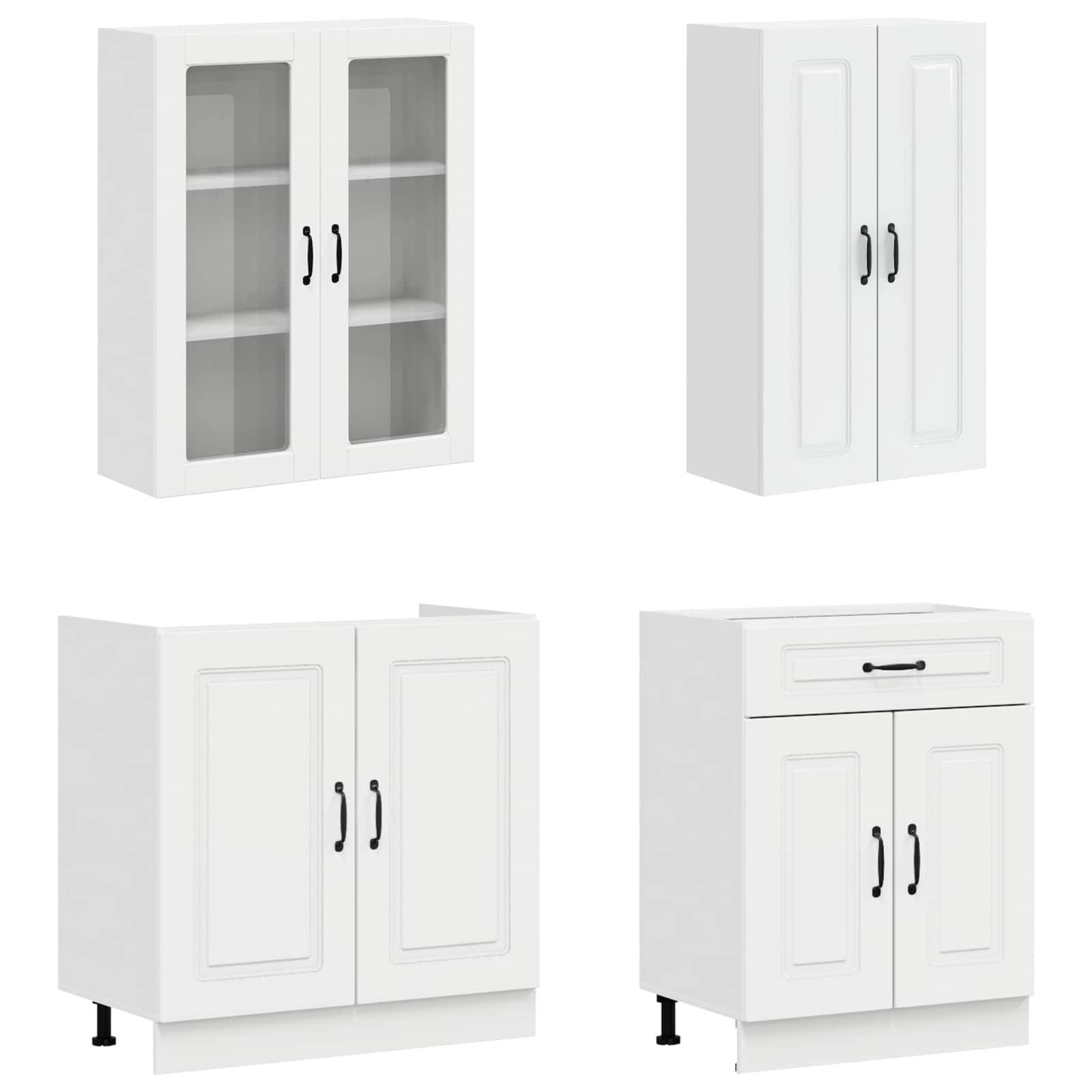 vidaXL Kücheneinheit KALMAR 4 pcs Hochglanz Weiß Holzwerkstoff