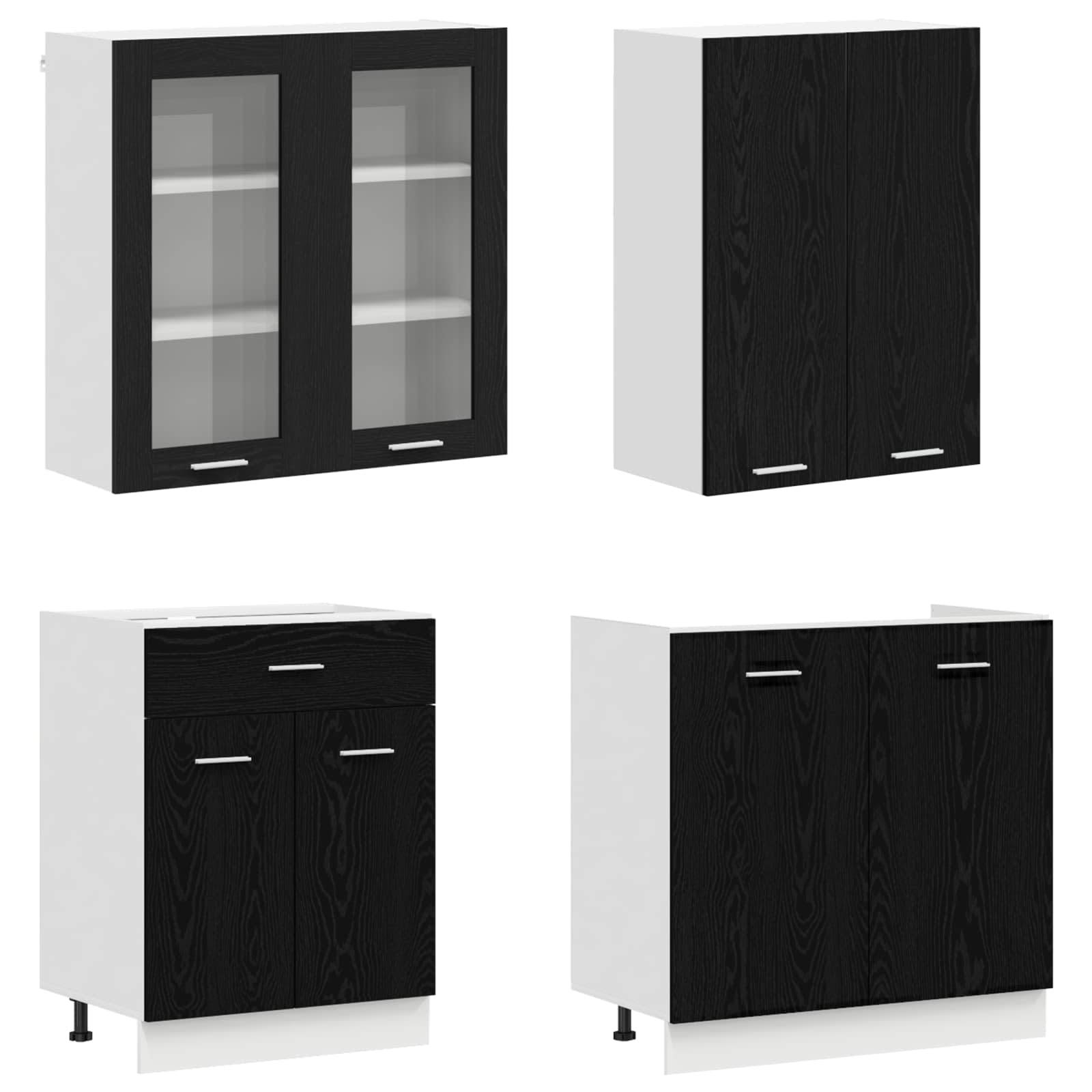 vidaXL Kücheneinheit LYON 4 pcs Schwarze Eiche Holzwerkstoff
