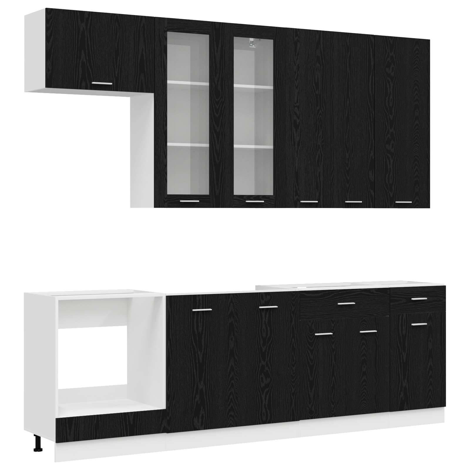 vidaXL Kücheneinheit LYON 8 pcs Schwarze Eiche Holzwerkstoff