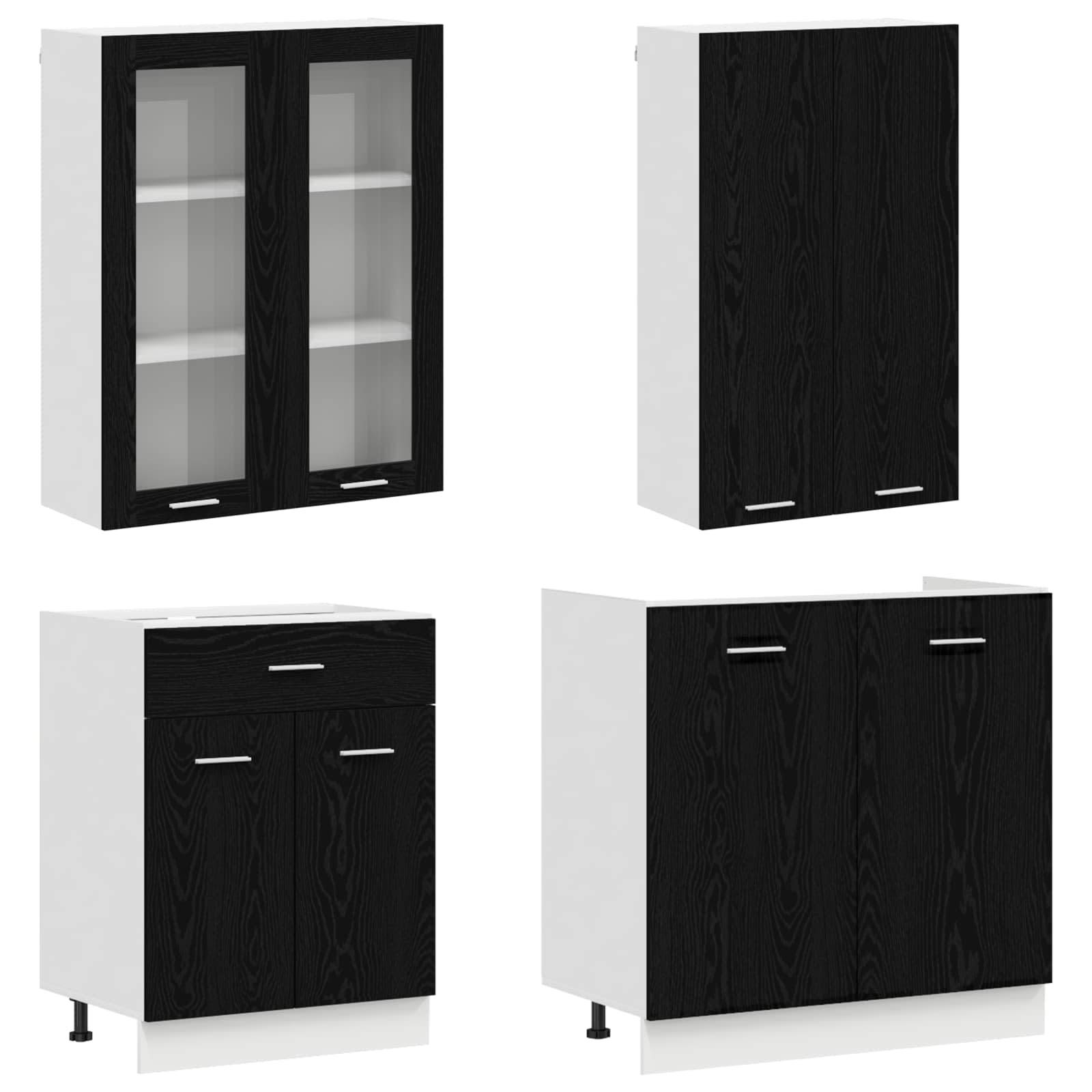 vidaXL Kücheneinheit LYON 8 pcs Schwarze Eiche Holzwerkstoff