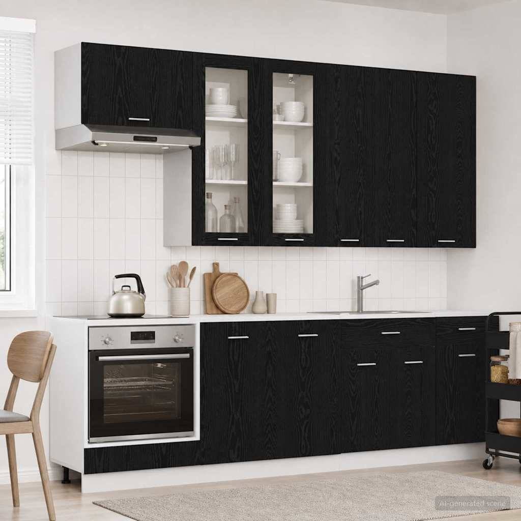 vidaXL Kücheneinheit LYON 8 pcs Schwarze Eiche Holzwerkstoff