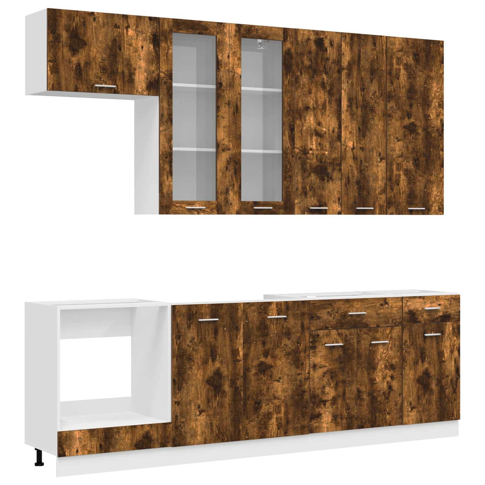 vidaXL Kücheneinheit LYON 8 pcs Geräucherte Eiche Holzwerkstoff