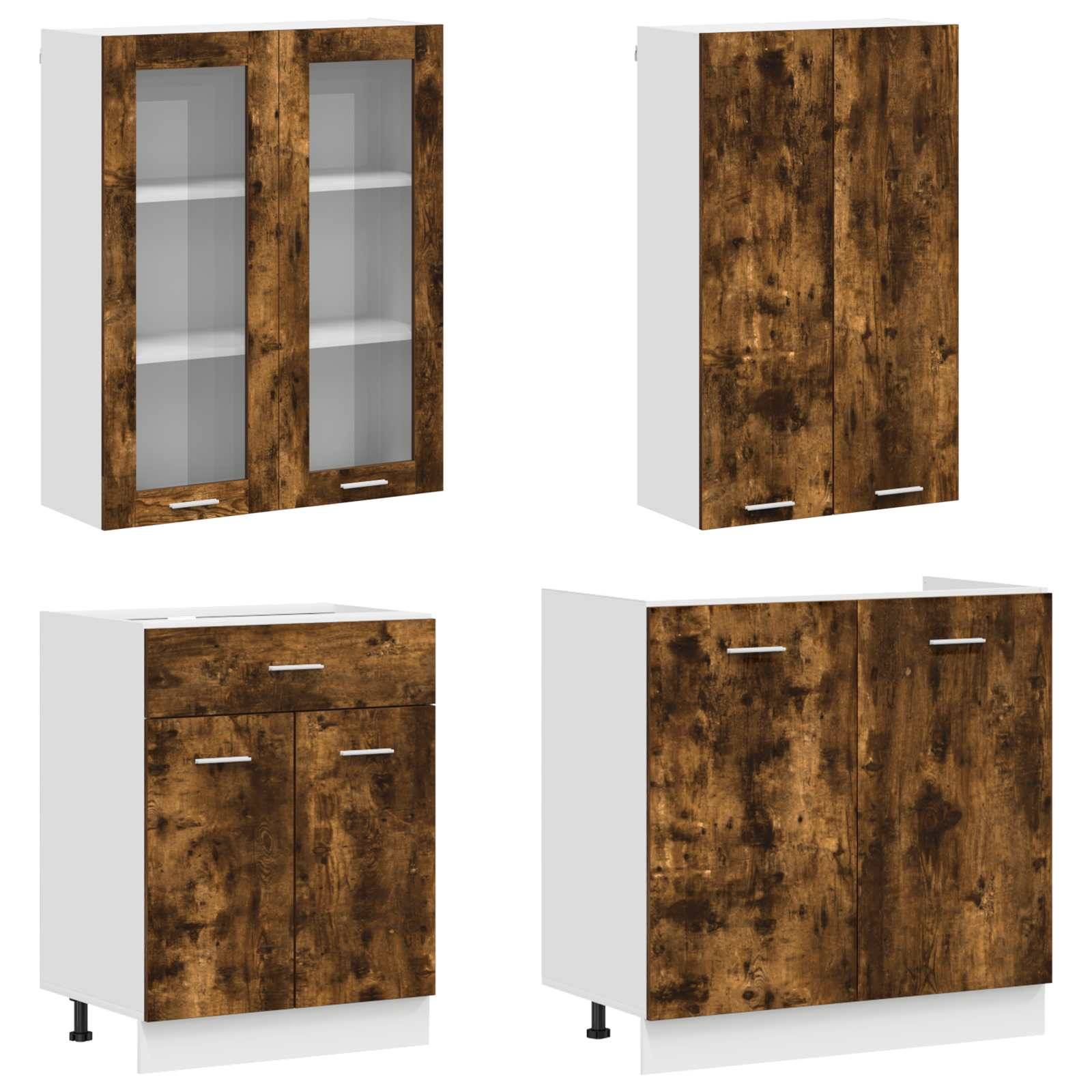 vidaXL Kücheneinheit LYON 8 pcs Geräucherte Eiche Holzwerkstoff