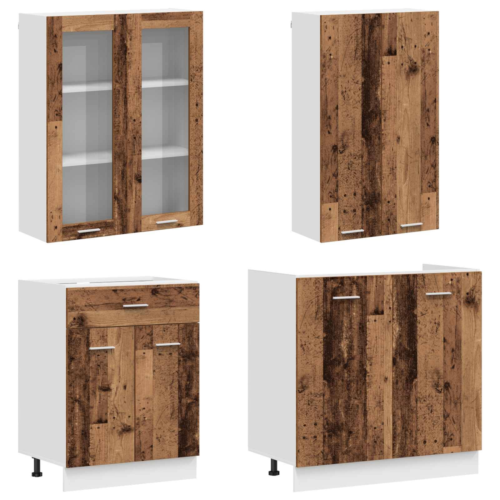 vidaXL Kücheneinheit LYON 4 pcs Altholz Holzwerkstoff
