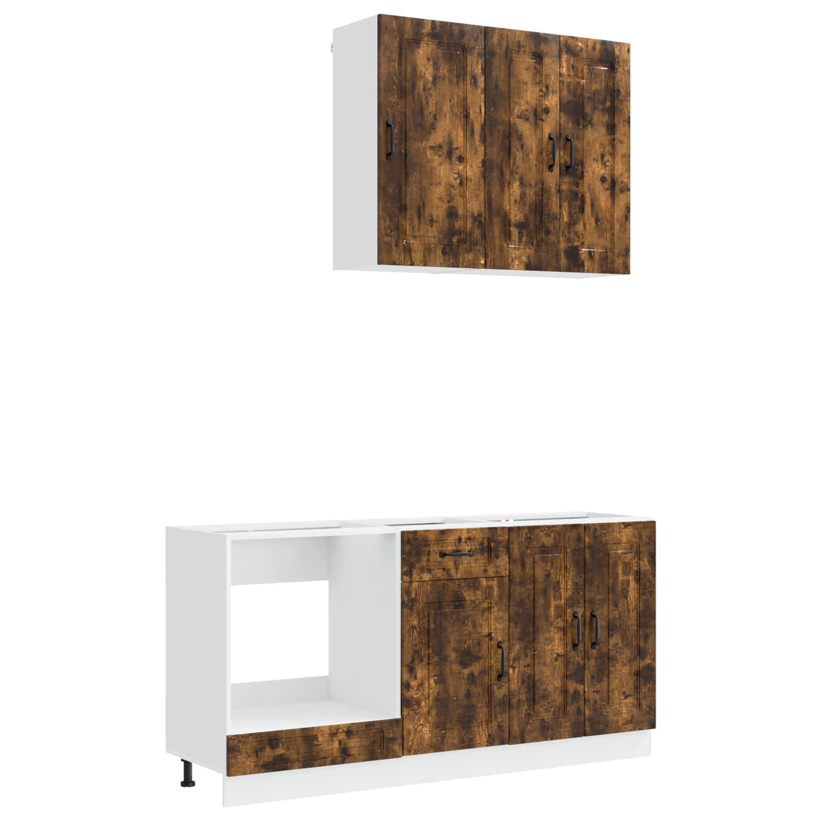vidaXL Kücheneinheit KALMAR 5 pcs Geräucherte Eiche Holzwerkstoff