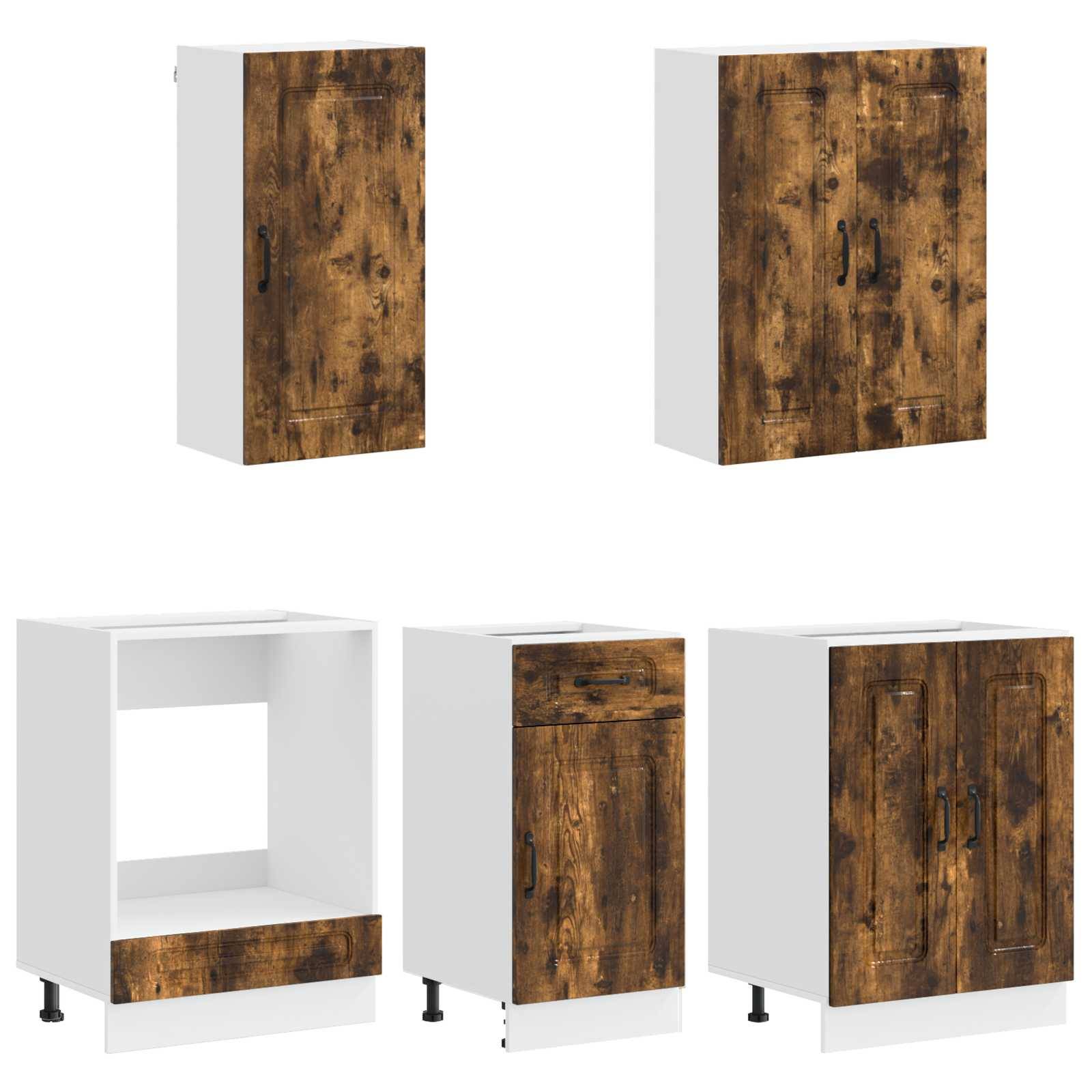 vidaXL Kücheneinheit KALMAR 5 pcs Geräucherte Eiche Holzwerkstoff