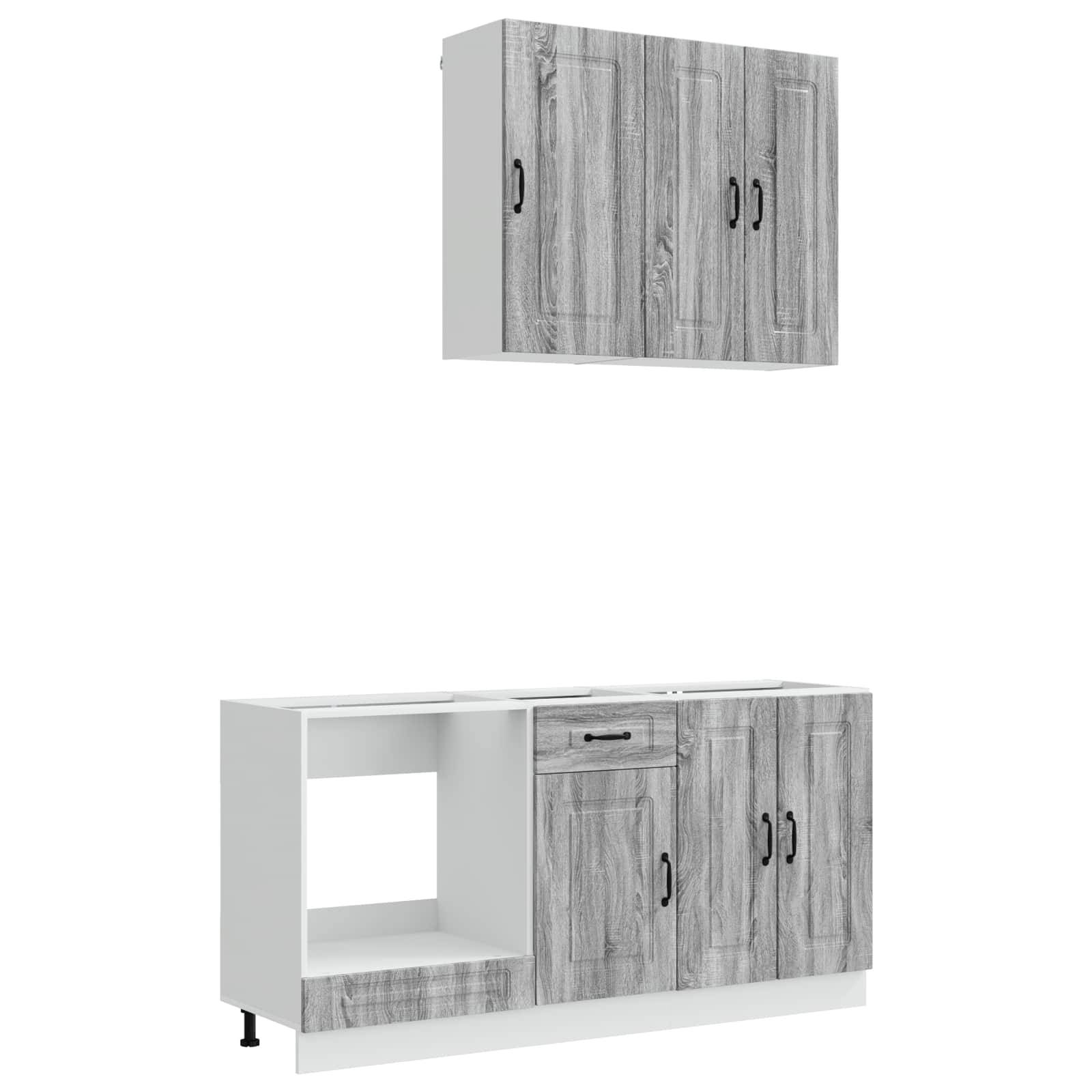 vidaXL Kücheneinheit KALMAR 5 pcs Grau Sonoma Holzwerkstoff