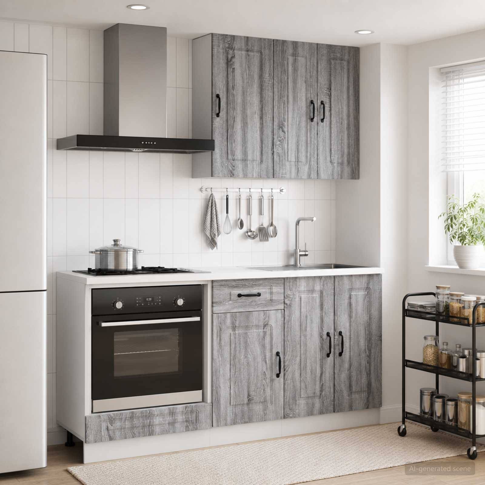 vidaXL Kücheneinheit KALMAR 5 pcs Grau Sonoma Holzwerkstoff