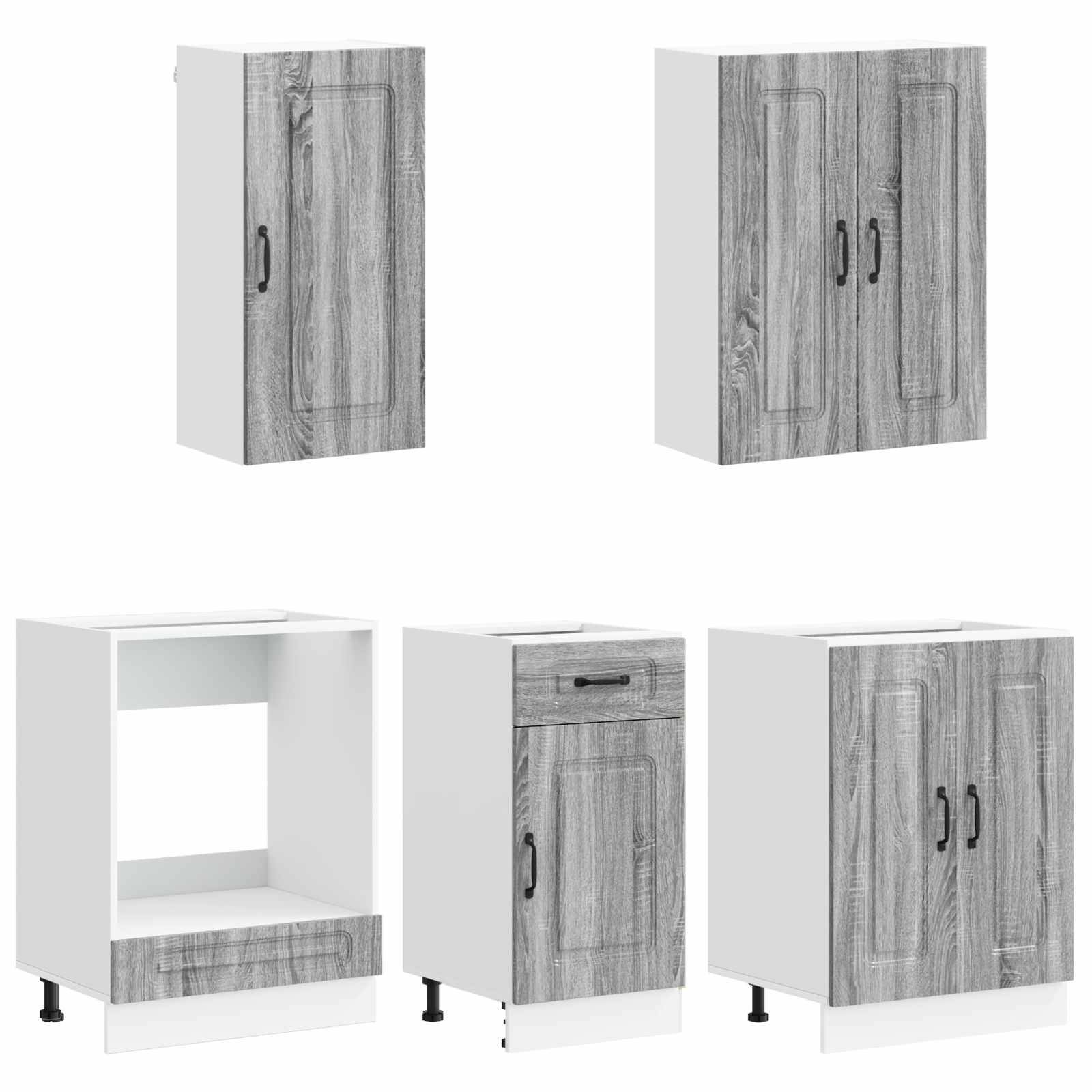vidaXL Kücheneinheit KALMAR 5 pcs Grau Sonoma Holzwerkstoff