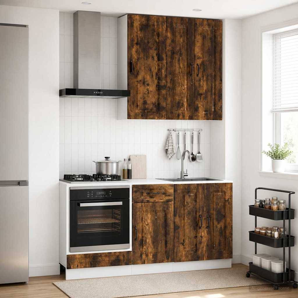 vidaXL Kücheneinheit KALMAR 5 pcs Geräucherte Eiche Holzwerkstoff