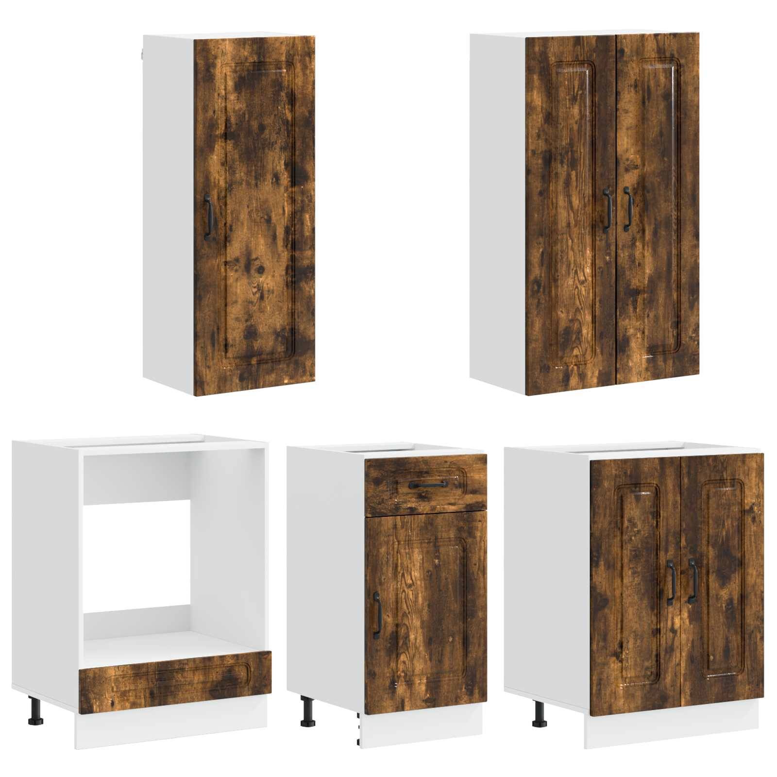 vidaXL Kücheneinheit KALMAR 5 pcs Geräucherte Eiche Holzwerkstoff