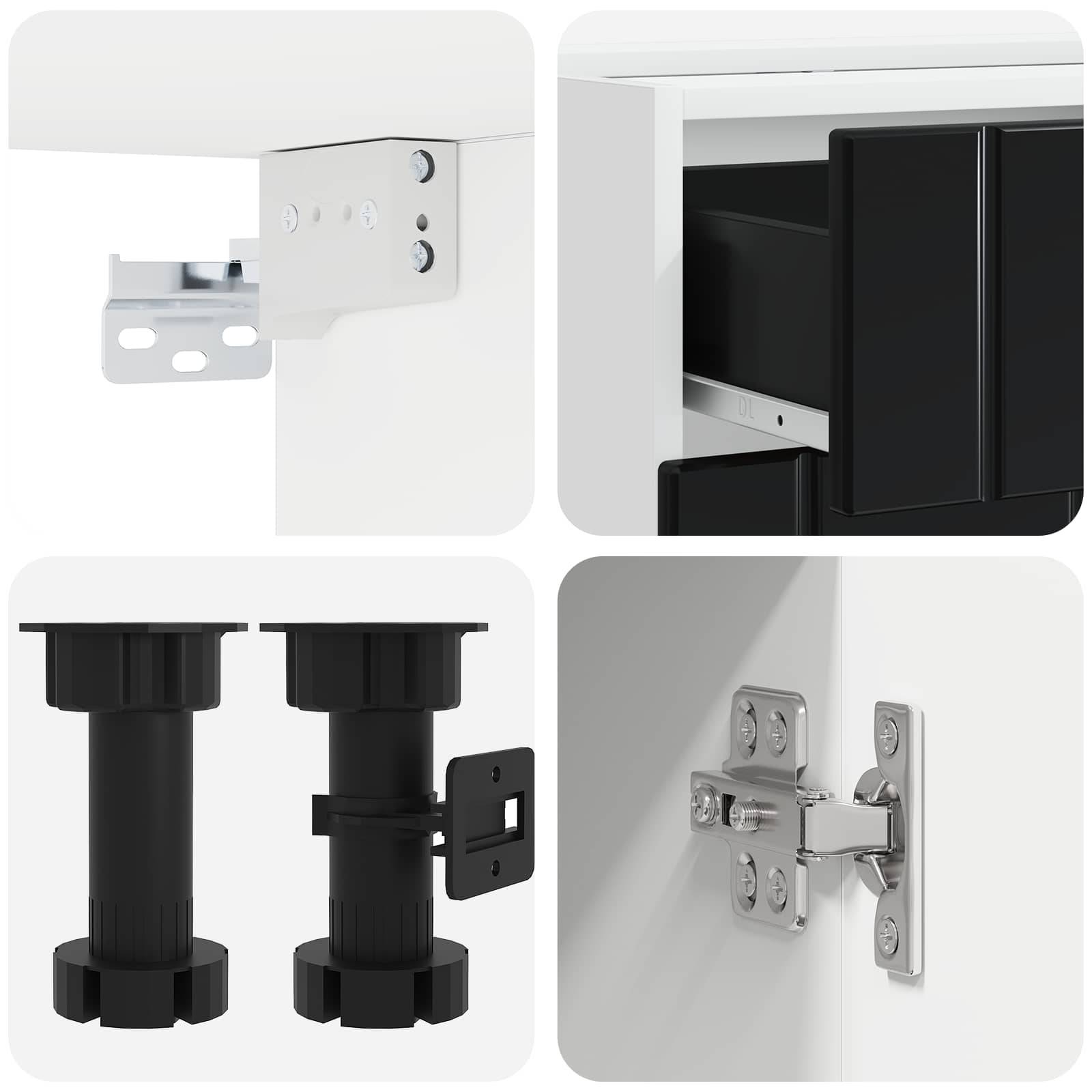 vidaXL Kücheneinheit LUCCA 4 pcs Schwarz Holzwerkstoff