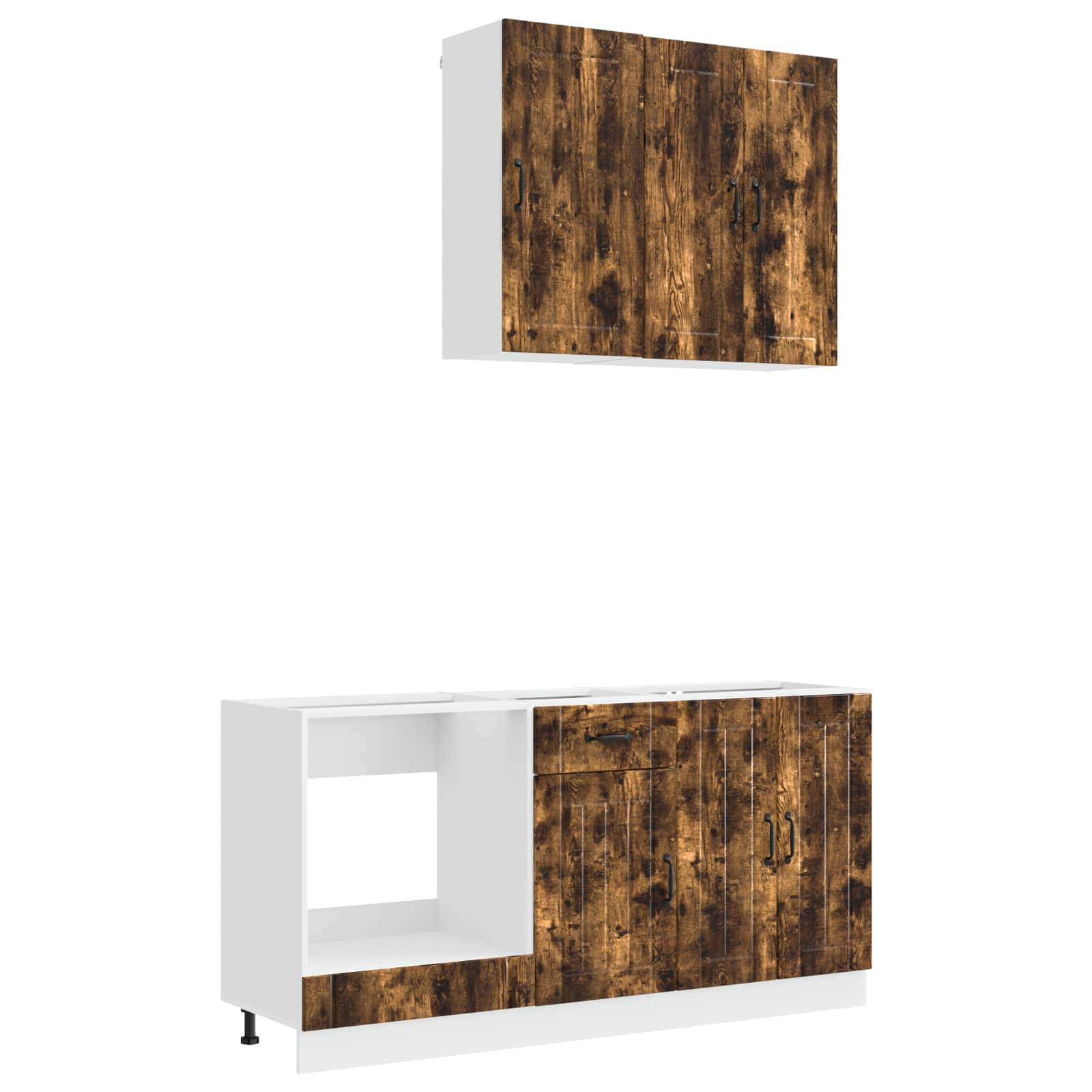 vidaXL Kücheneinheit LUCCA 5 pcs Geräucherte Eiche Holzwerkstoff