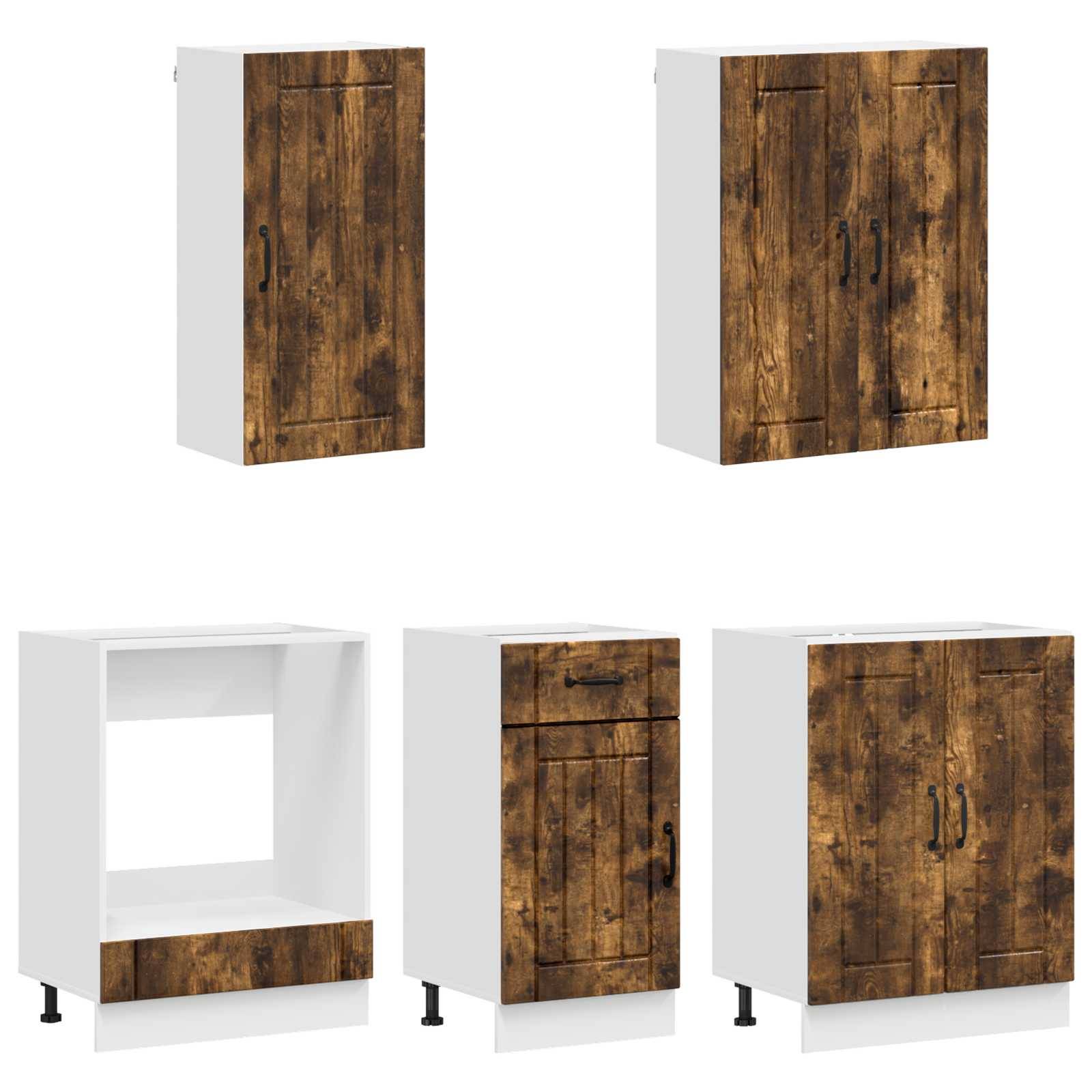 vidaXL Kücheneinheit LUCCA 5 pcs Geräucherte Eiche Holzwerkstoff