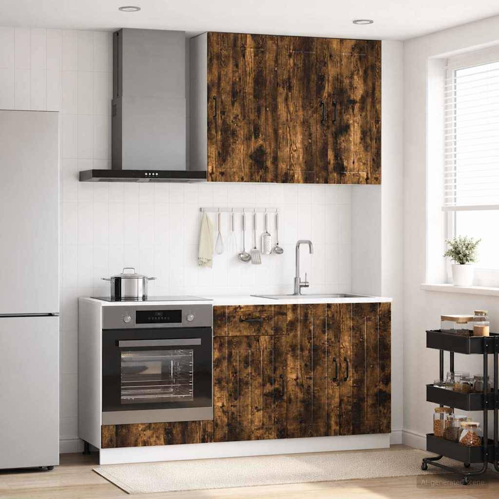 vidaXL Kücheneinheit LUCCA 5 pcs Geräucherte Eiche Holzwerkstoff