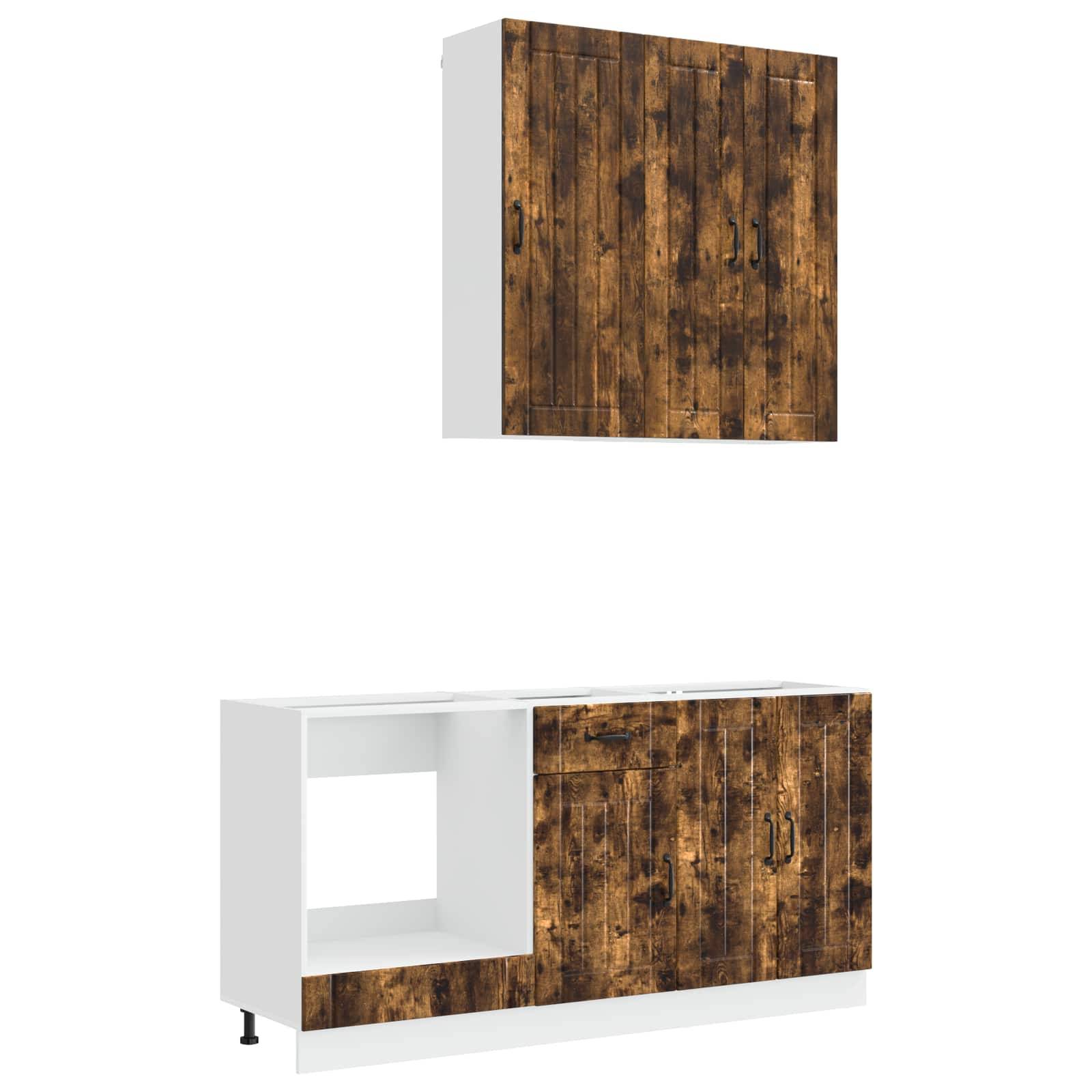 vidaXL Kücheneinheit LUCCA 5 pcs Geräucherte Eiche Holzwerkstoff