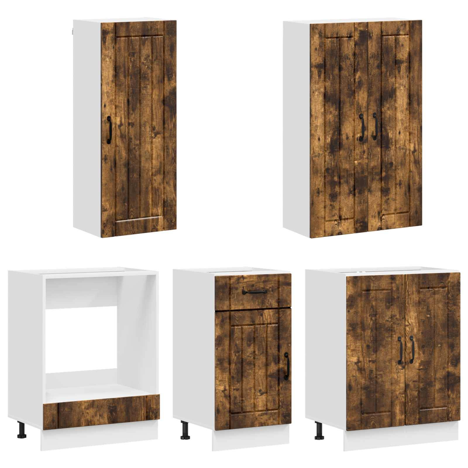 vidaXL Kücheneinheit LUCCA 5 pcs Geräucherte Eiche Holzwerkstoff