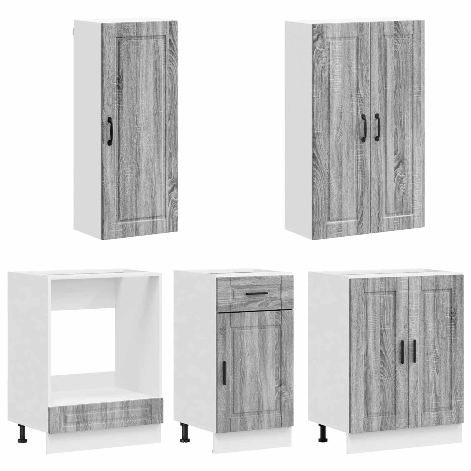 vidaXL Kücheneinheit PORTO 5 pcs Grau Sonoma Holzwerkstoff