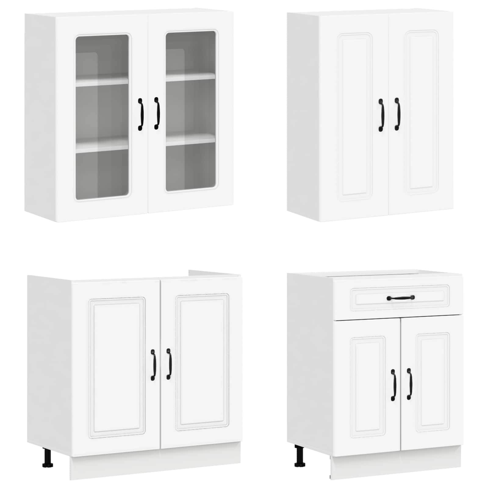 vidaXL Kücheneinheit KALMAR 4 pcs Weiß Holzwerkstoff